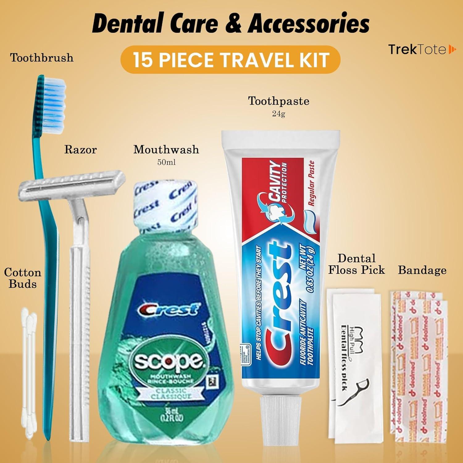 Kit de Aseo de Viaje Trektote 15 Piezas Aprobado por TSA