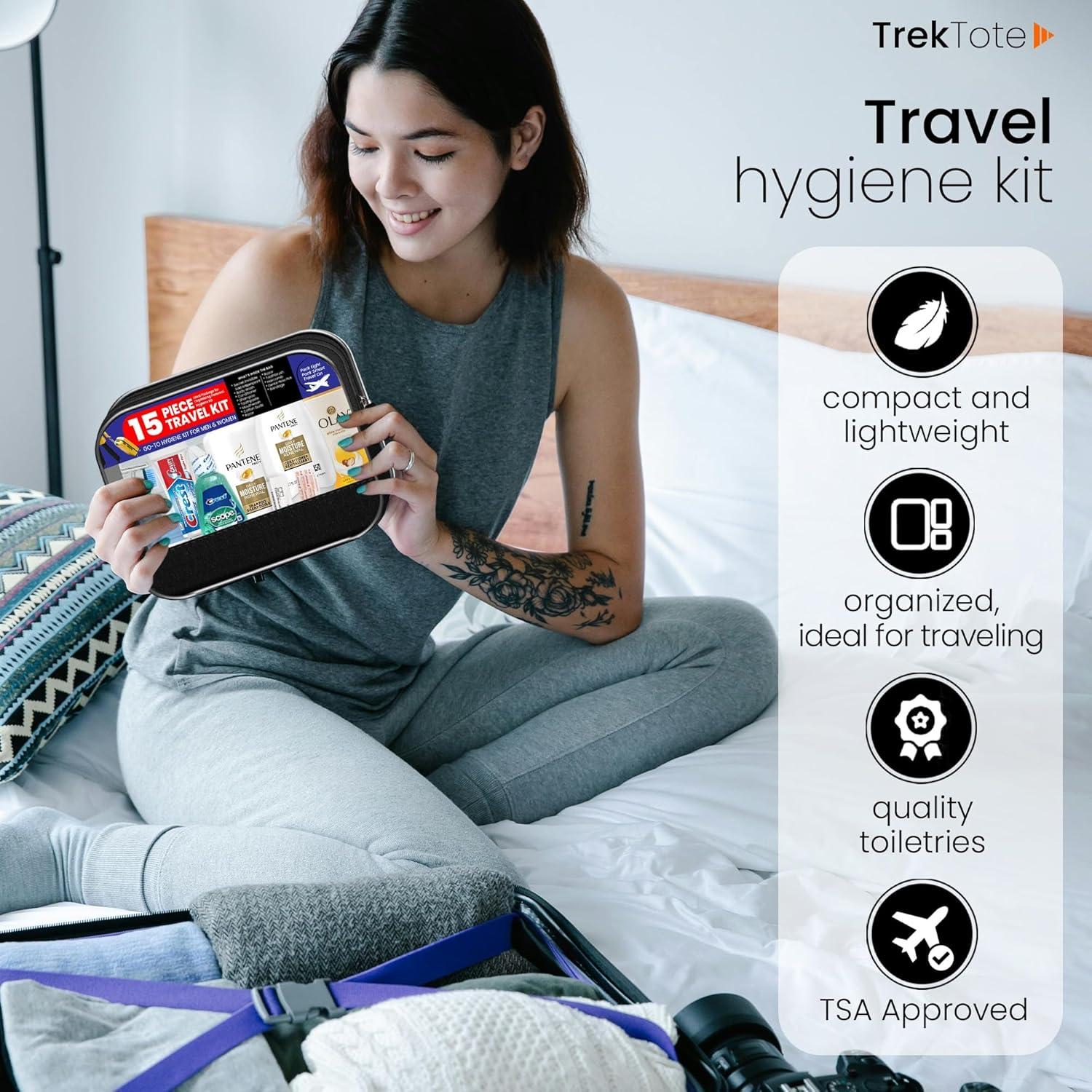Kit de Aseo de Viaje Trektote 15 Piezas Aprobado por TSA