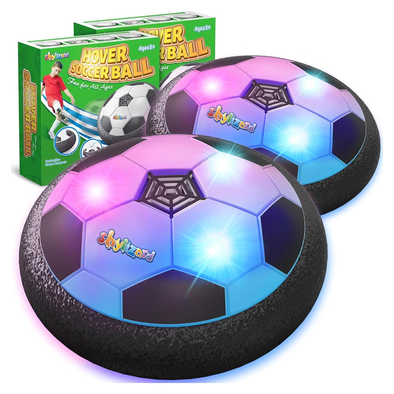 Set of 2 Hover Soccer Ball,Boys Toys Gifts for 3 4 5 6 7 8 Years Old,Air Power Kids Soccer Ball with LED Light,Hover Soccer Ball Indoor for Boys and Girls 3-5 6-8,Outdoor Indoor Game