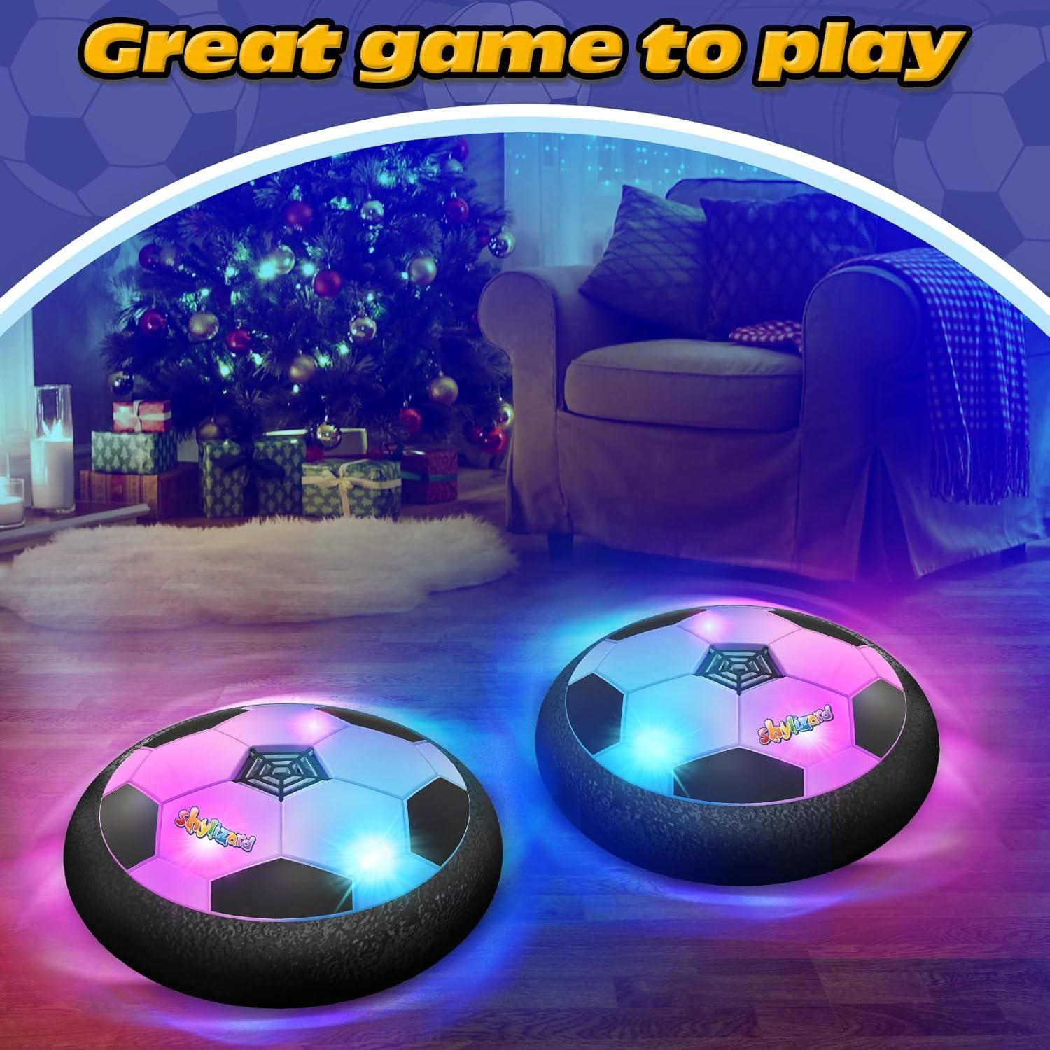Set of 2 Hover Soccer Ball,Boys Toys Gifts for 3 4 5 6 7 8 Years Old,Air Power Kids Soccer Ball with LED Light,Hover Soccer Ball Indoor for Boys and Girls 3-5 6-8,Outdoor Indoor Game