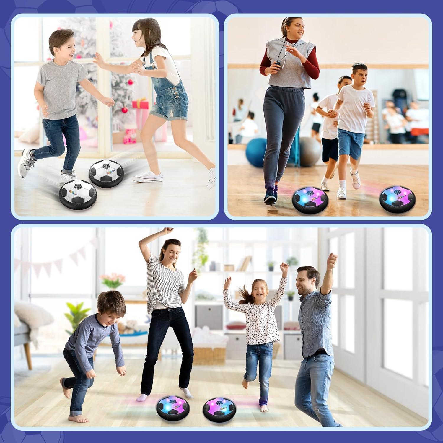 Set of 2 Hover Soccer Ball,Boys Toys Gifts for 3 4 5 6 7 8 Years Old,Air Power Kids Soccer Ball with LED Light,Hover Soccer Ball Indoor for Boys and Girls 3-5 6-8,Outdoor Indoor Game