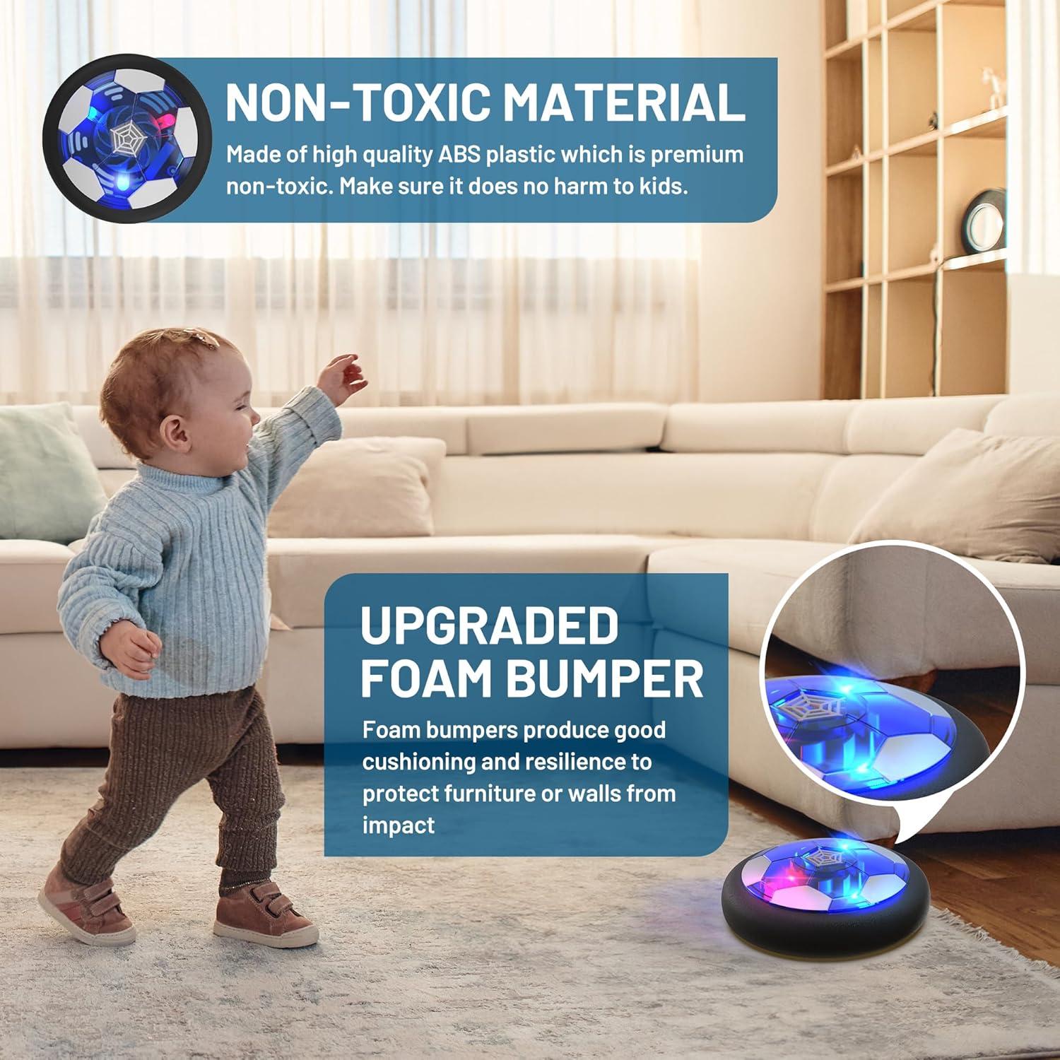 Rechargeable Hover Soccer Ball for Kids - Boy Birthday Gifts Age 6, 7, 8, 9, 10, 11, 12 Year Old, Indoor Light-Up Air Power Floating Soccer Ball Boy Toys for Kids Age 4-6, 6-8, 8-12