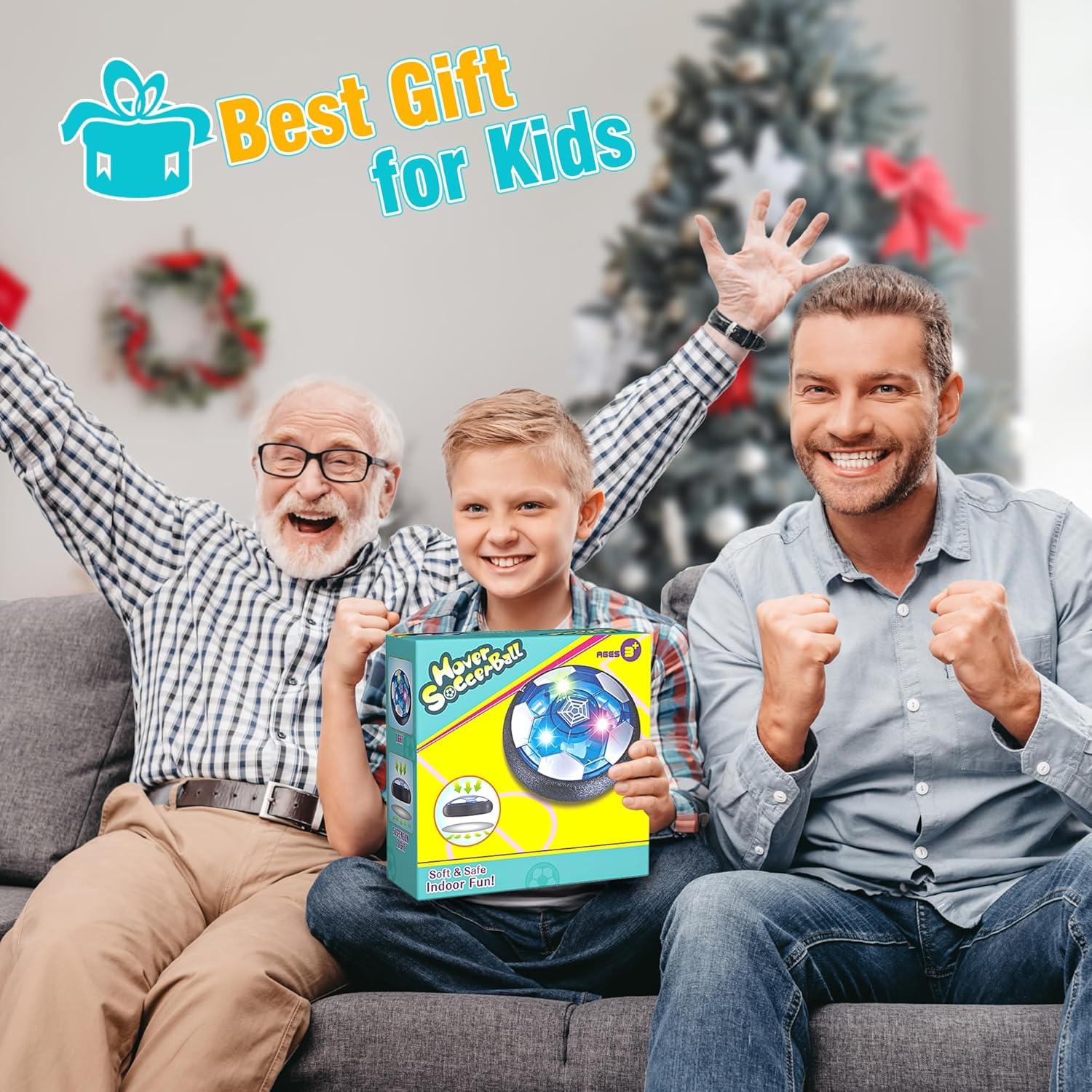 Rechargeable Hover Soccer Ball for Kids - Boy Birthday Gifts Age 6, 7, 8, 9, 10, 11, 12 Year Old, Indoor Light-Up Air Power Floating Soccer Ball Boy Toys for Kids Age 4-6, 6-8, 8-12