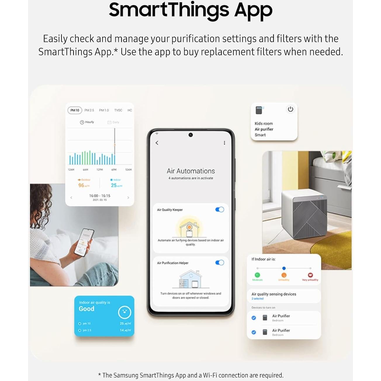 Purificador de Aire Samsung Bespoke Cube HEPA 35W Gris