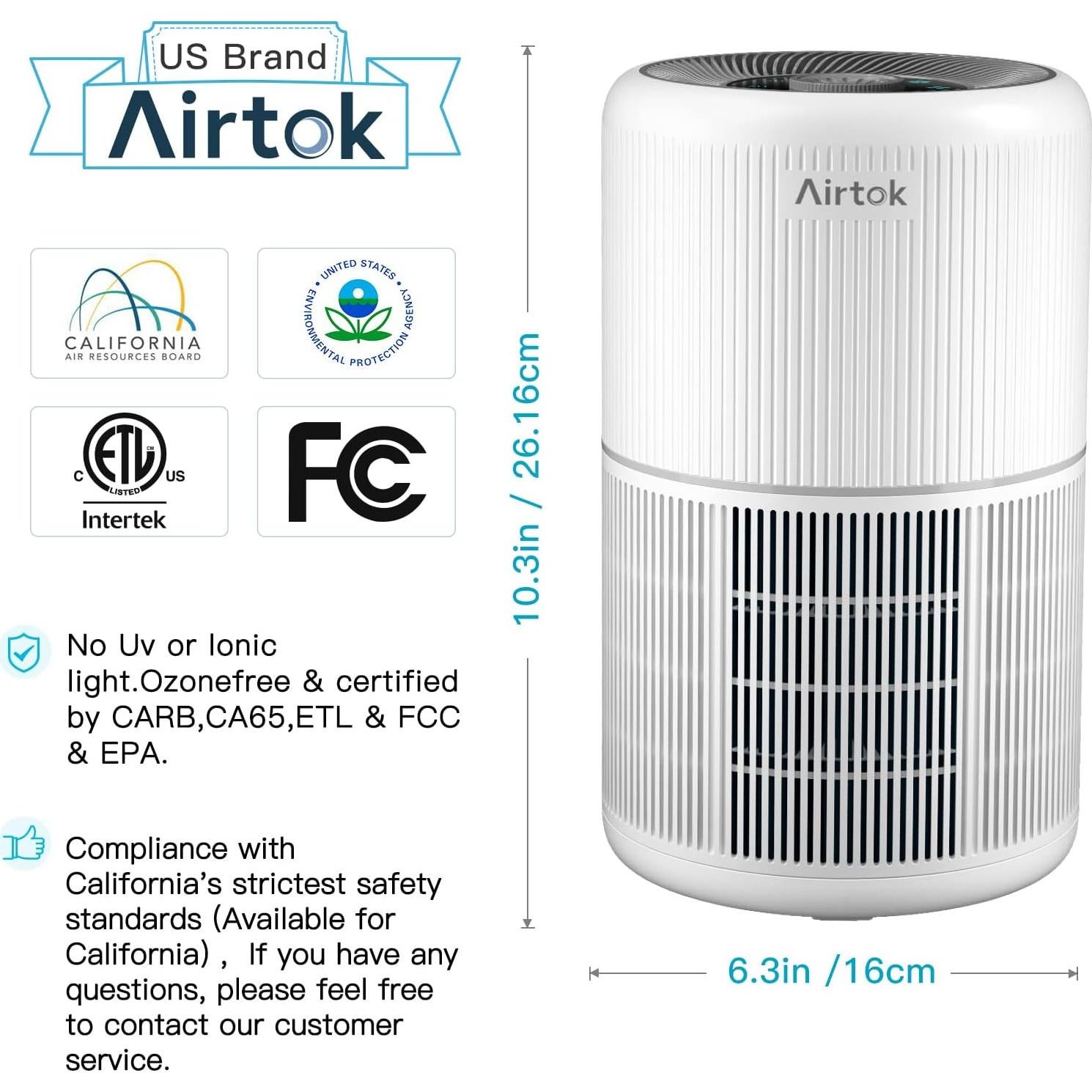 Paquete de 2 Purificadores de Aire AIRTOK AP0601 HEPA 99.9%