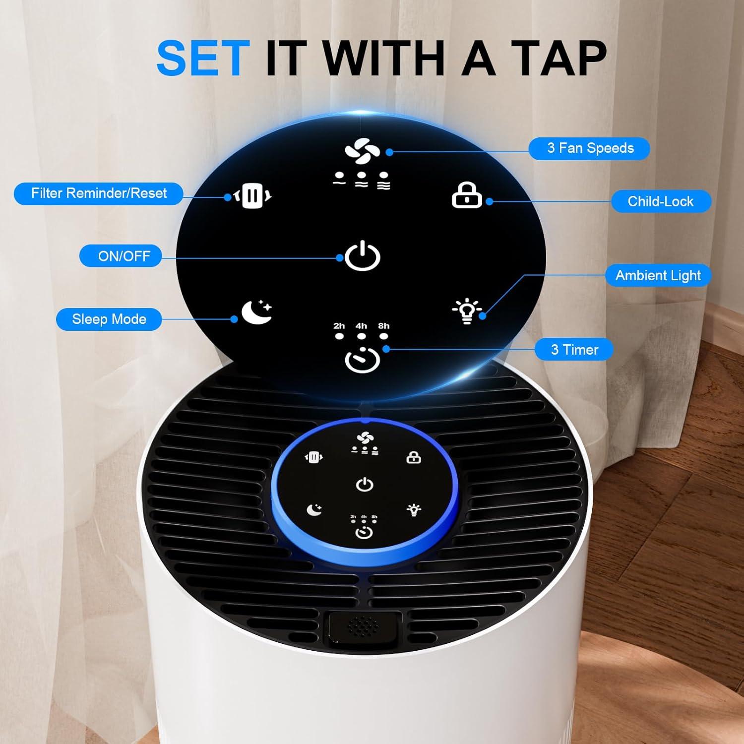 Purificador de Aire FancyBark 4000A Blanco con Filtro HEPA