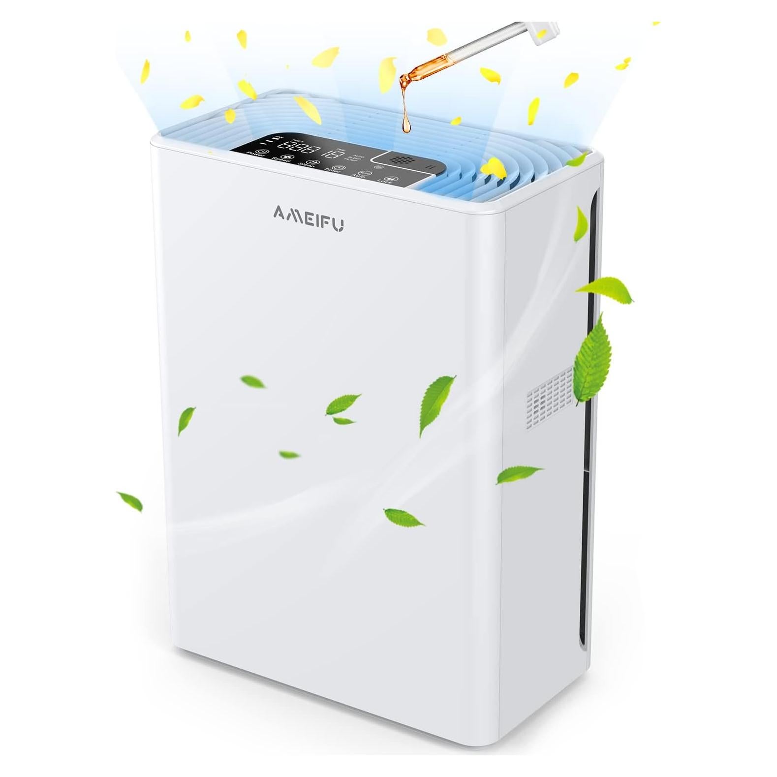AMEIFU Air Purifiers for Home Large Room up to 2300sq.ft, H13 True Hepa Air Purifiers for Pets Hair, Dander, Smoke, Pollen, 3 Fan Speeds, 5 Timer Air Cleaner