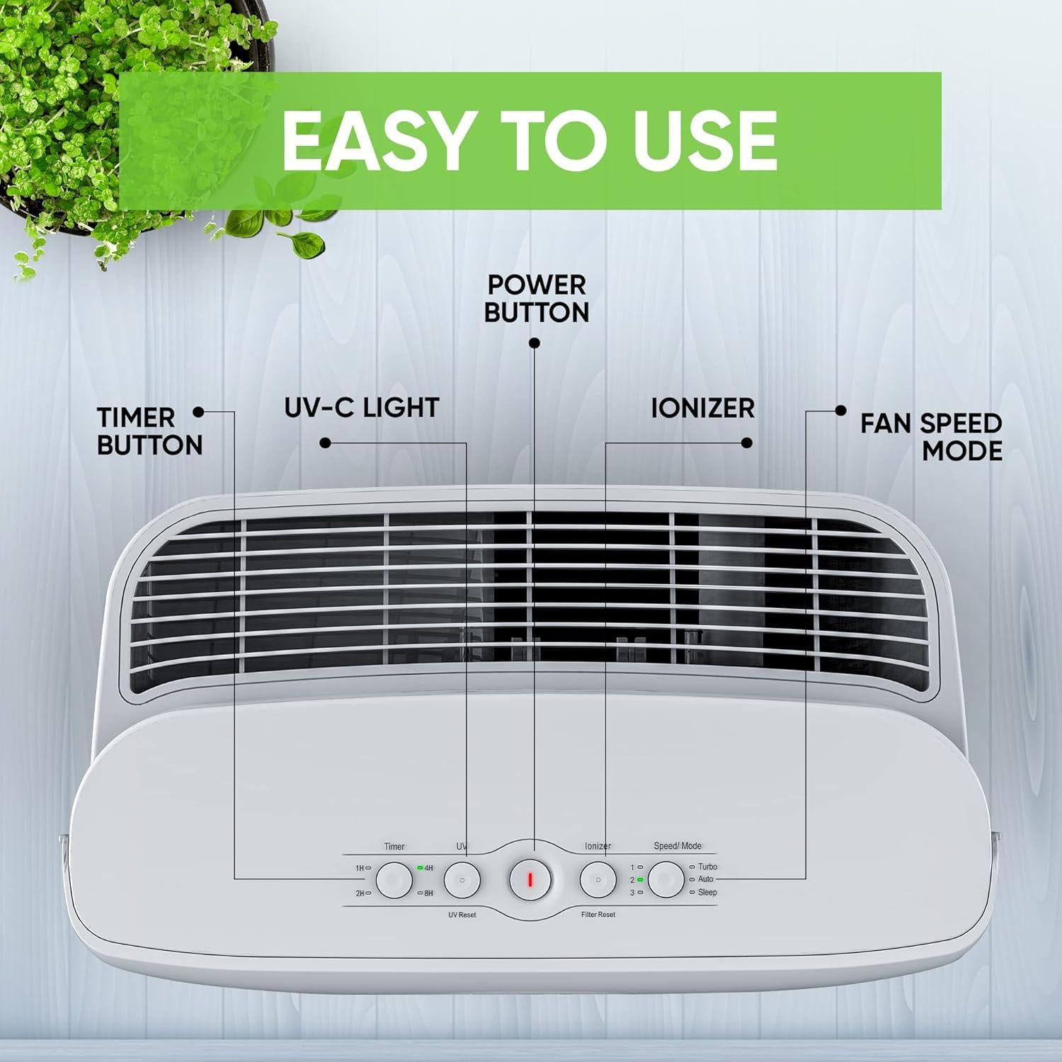 Air Purifier for Large Room, Bedroom, Home - Over 1600 Sq Ft, ZERO Ozone, UV Light, H13 Medical Grade True HEPA - Smoke, Dust, Allergies, Pet Hair Air Cleaners - InvisiClean Claro IC-4524