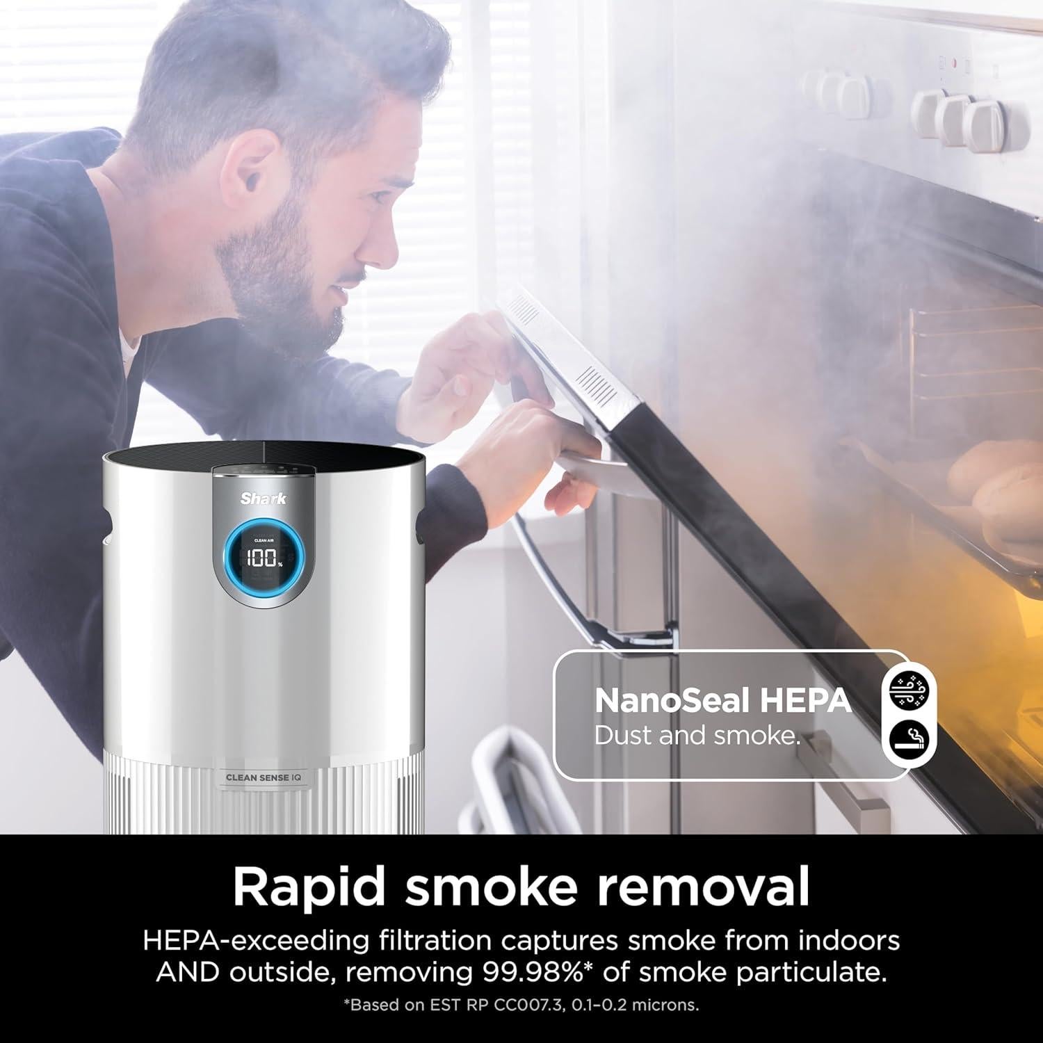 Air Purifier for Home Large Room, Clean Sense Technology, HEPA Air Filter, 1000 Sq Ft, Kitchen, Filters Smoke, Captures 99.98% of Particles, Pet Dander, Pollutants, Dust, Allergens, HP201