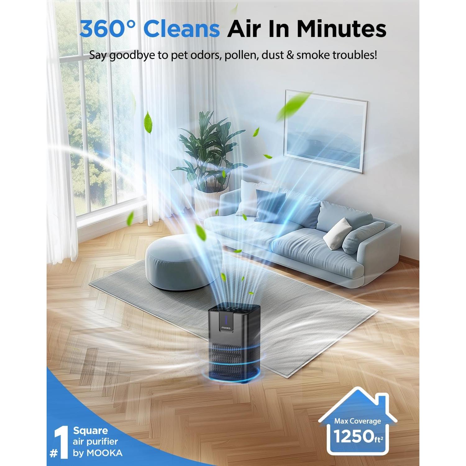 Purificador de Aire HEPA MOOKA M05 para Habitaciones Grandes