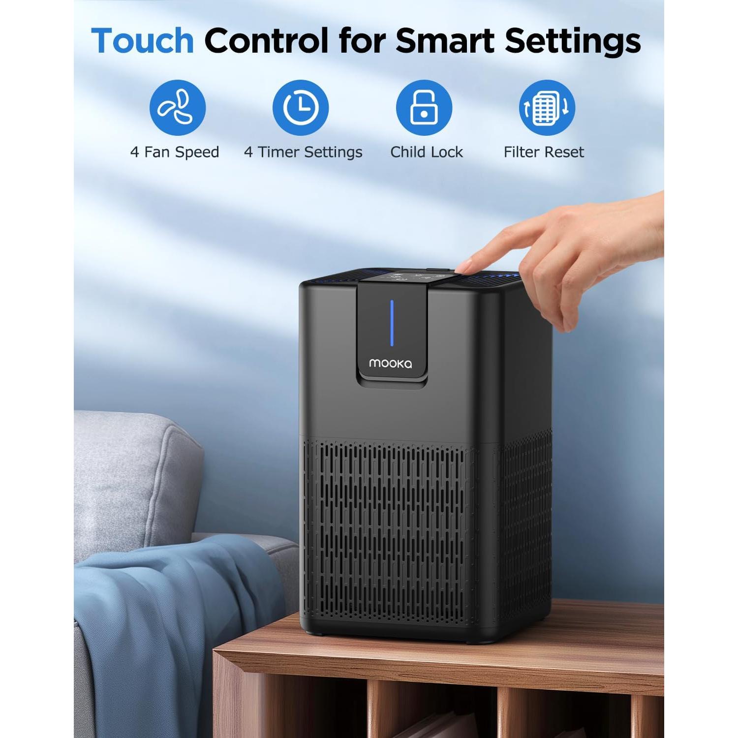 Purificador de Aire HEPA MOOKA M05 para Habitaciones Grandes