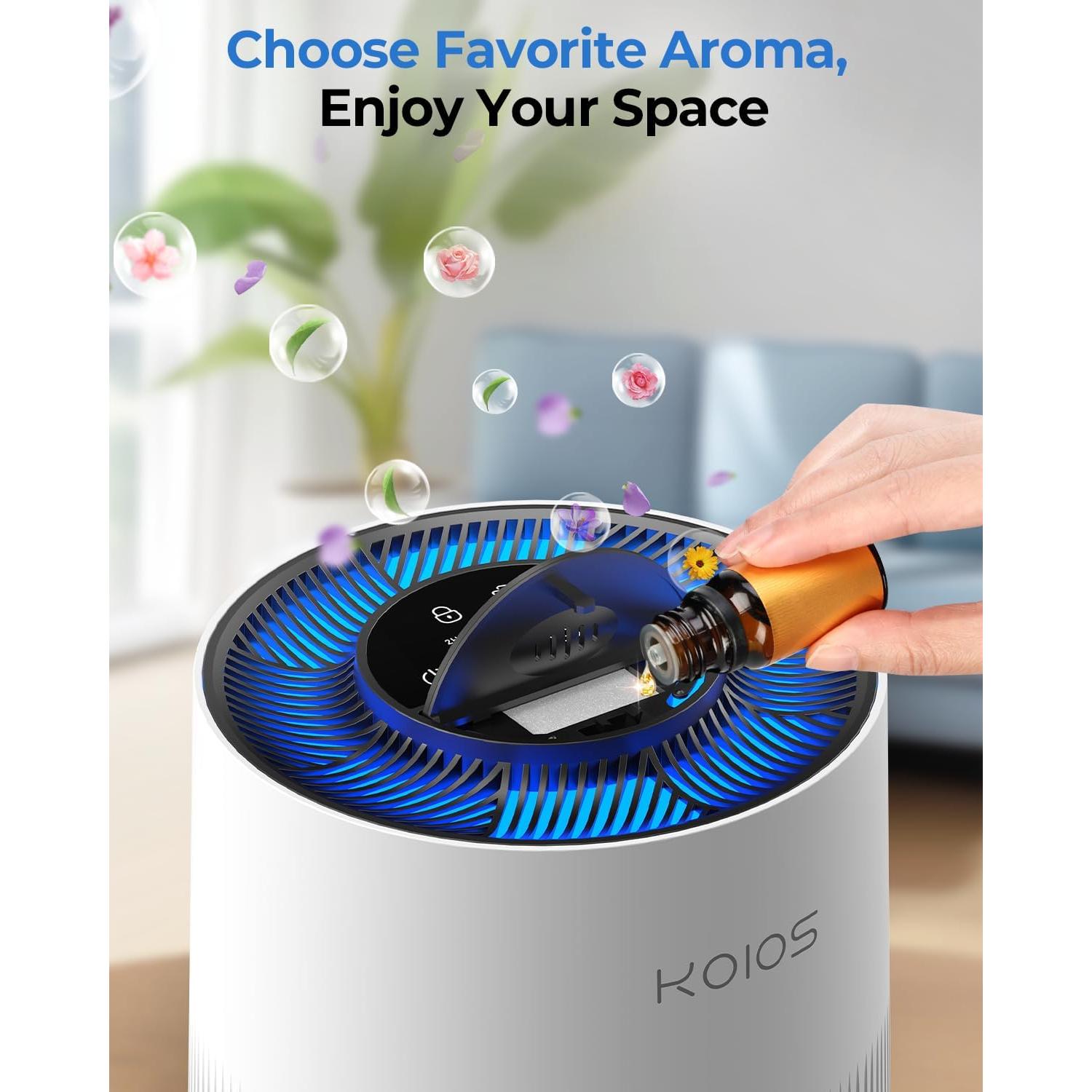 Purificador de Aire KOIOS AP2303 HEPA 111.5m² con Aromaterapia