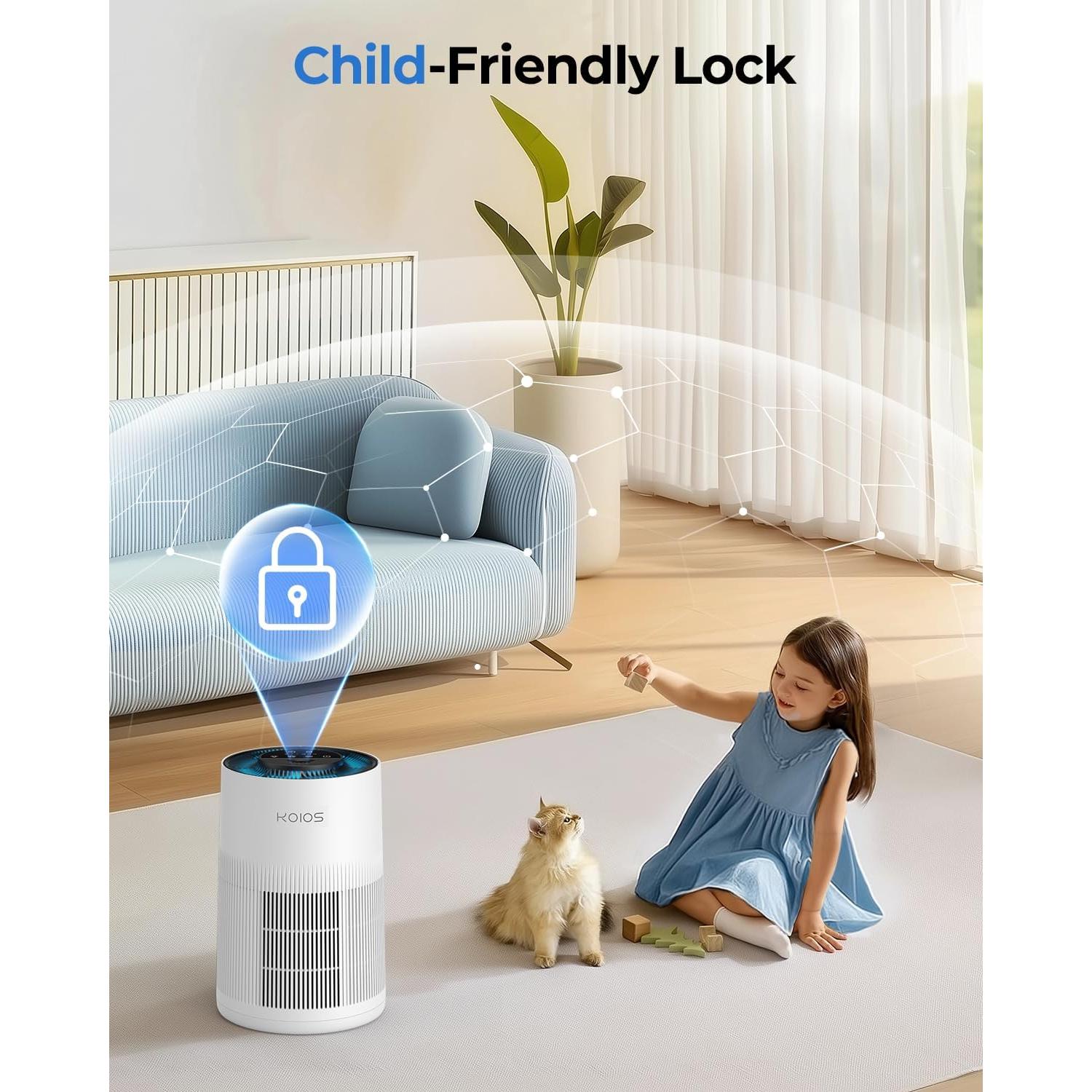 Purificador de Aire KOIOS AP2303 HEPA 111.5m² con Aromaterapia