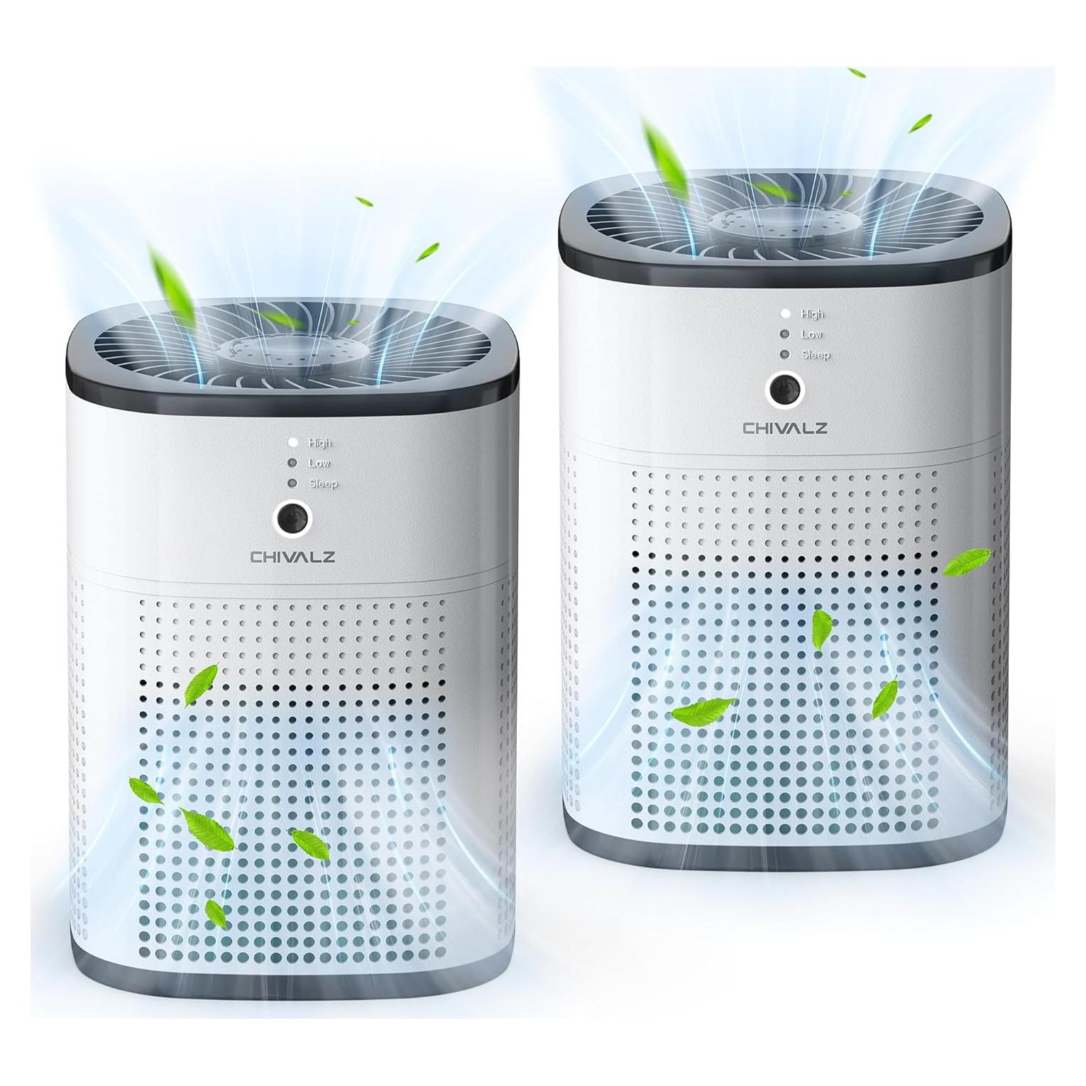 Paquete de 2 Purificadores de Aire CHIVALZ HY1800 HEPA 24dB