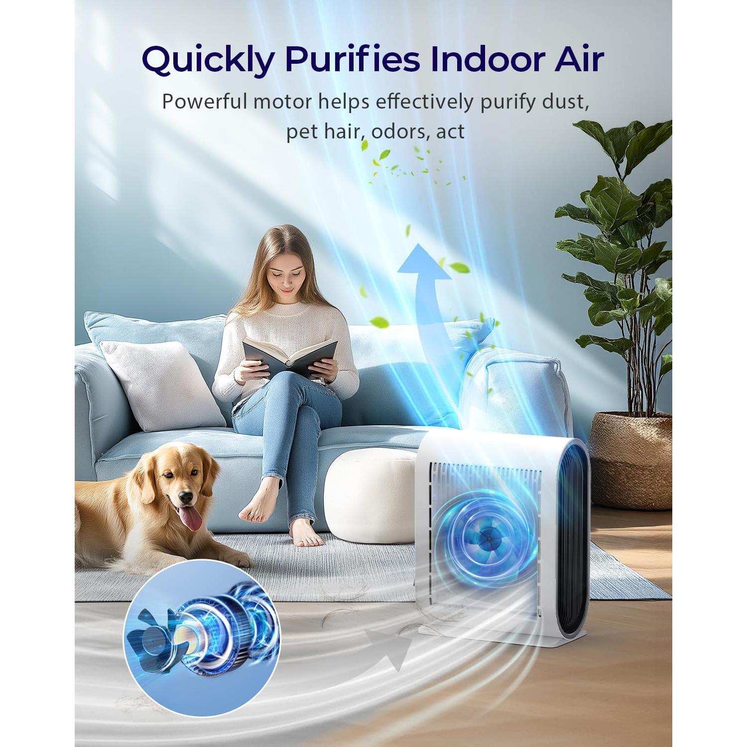 Purificador de Aire MOOKA KJ217 HEPA para Habitaciones Grandes