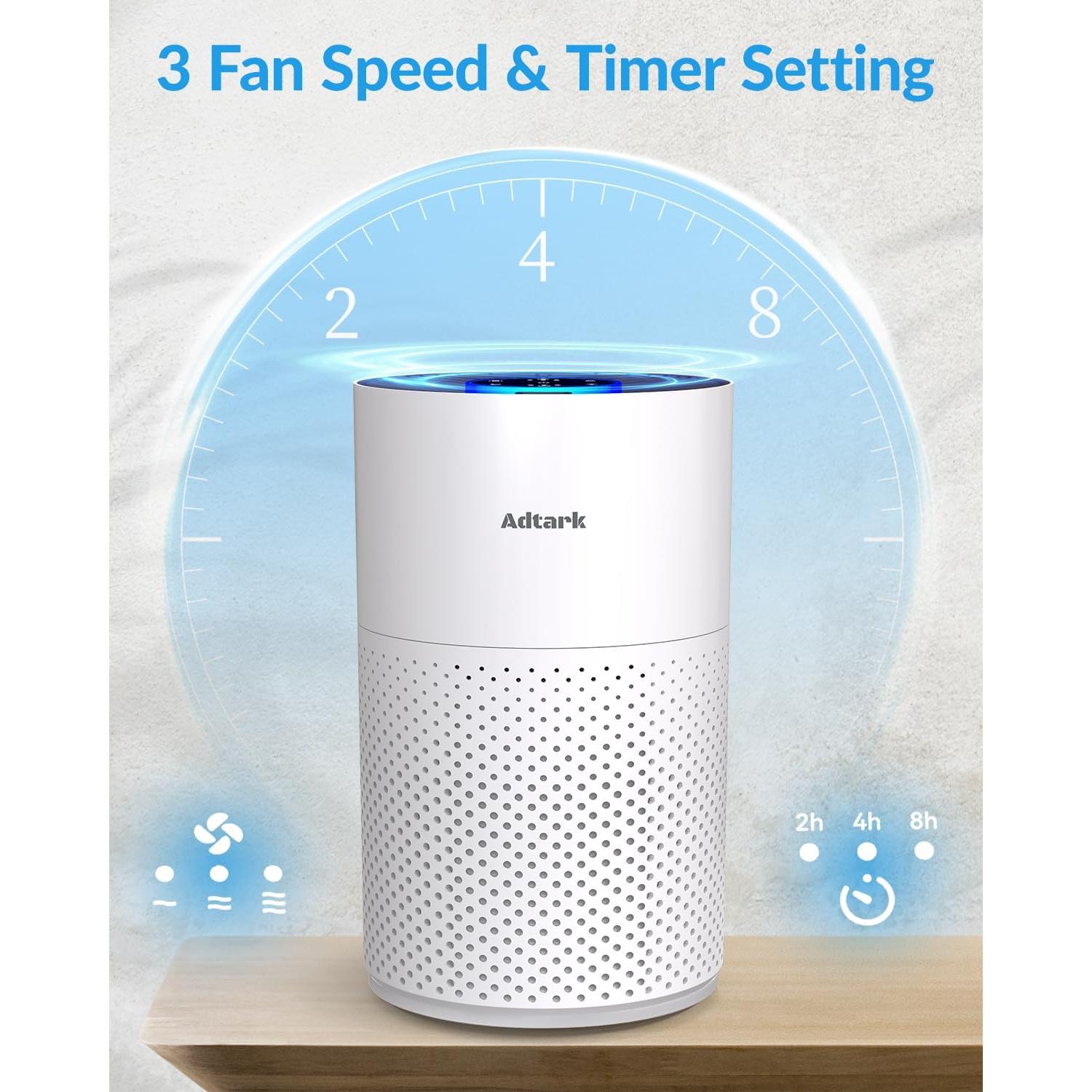 Purificador de Aire ADTARK H14 HEPA 3-en-1 Blanco 81.57 m²