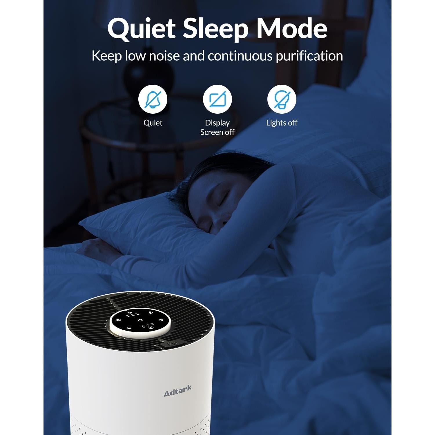 Purificador de Aire ADTARK H14 HEPA 3-en-1 Blanco 81.57 m²