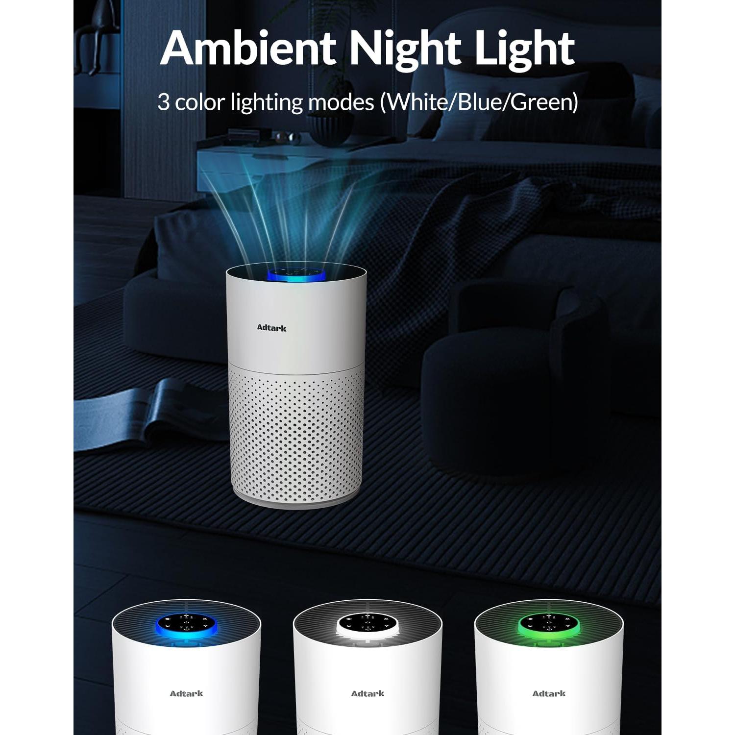 Purificador de Aire ADTARK H14 HEPA 3-en-1 Blanco 81.57 m²