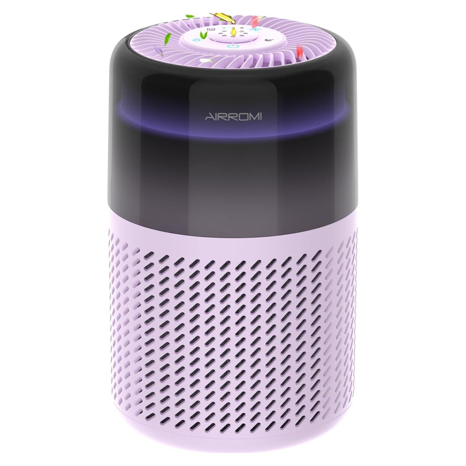 Purificador de Aire AIRROMI A2005 Púrpura, Filtro HEPA, 51 m²