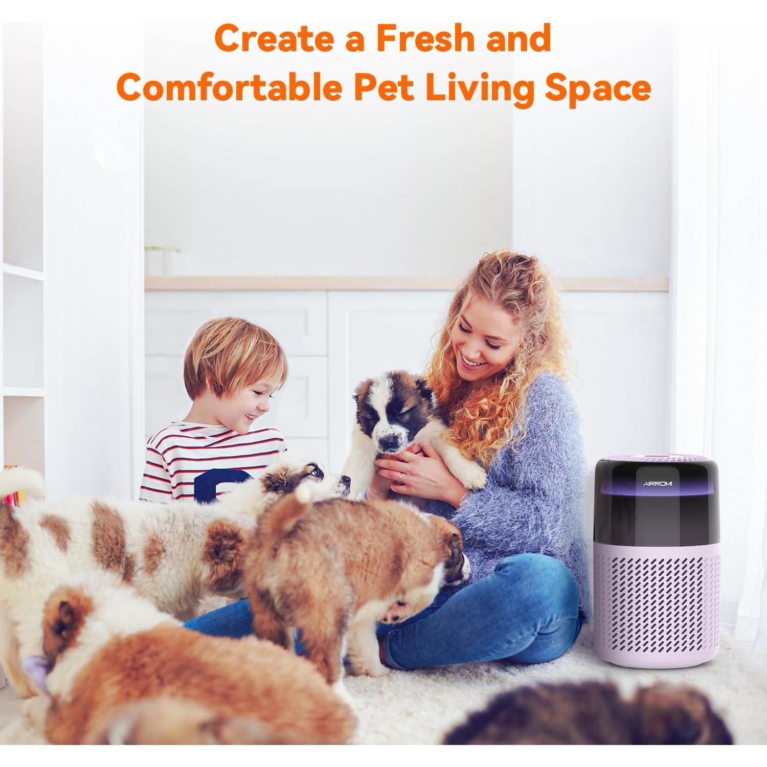 Purificador de Aire AIRROMI A2005 Púrpura, Filtro HEPA, 51 m²