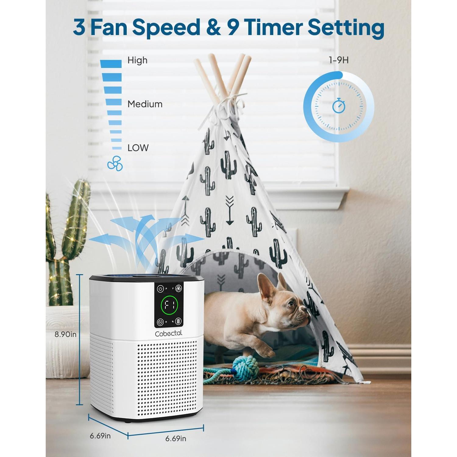 Purificador de Aire Cobectal ZQA-2000B HEPA 3-en-1 Blanco