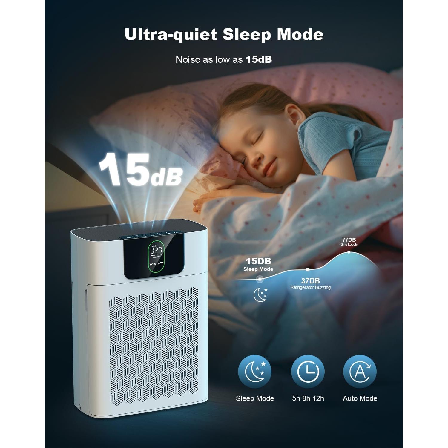 Purificador de Aire HEPA WESTHEY HY4866 para Habitaciones Grandes