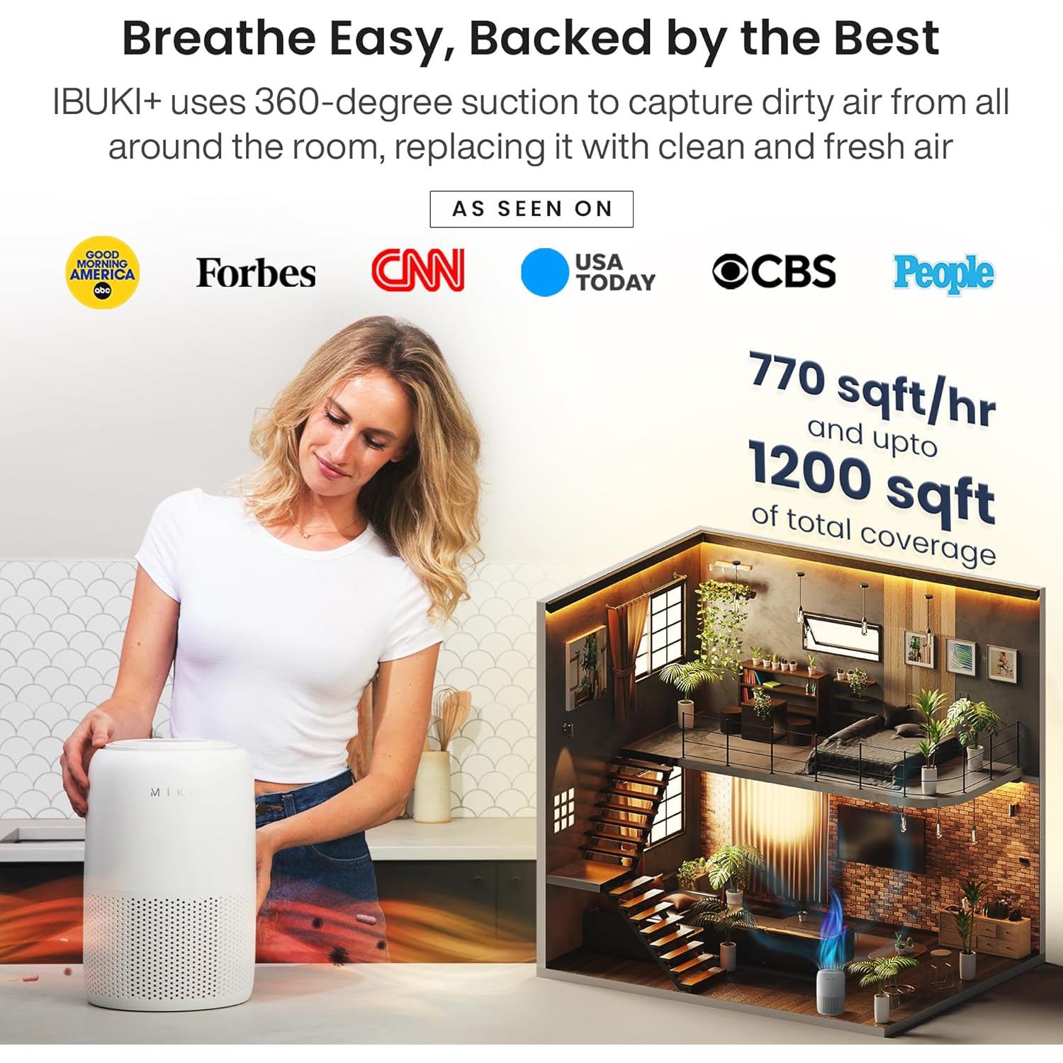 Purificador de Aire MIKO MA-04WBN con Filtro HEPA 3 en 1