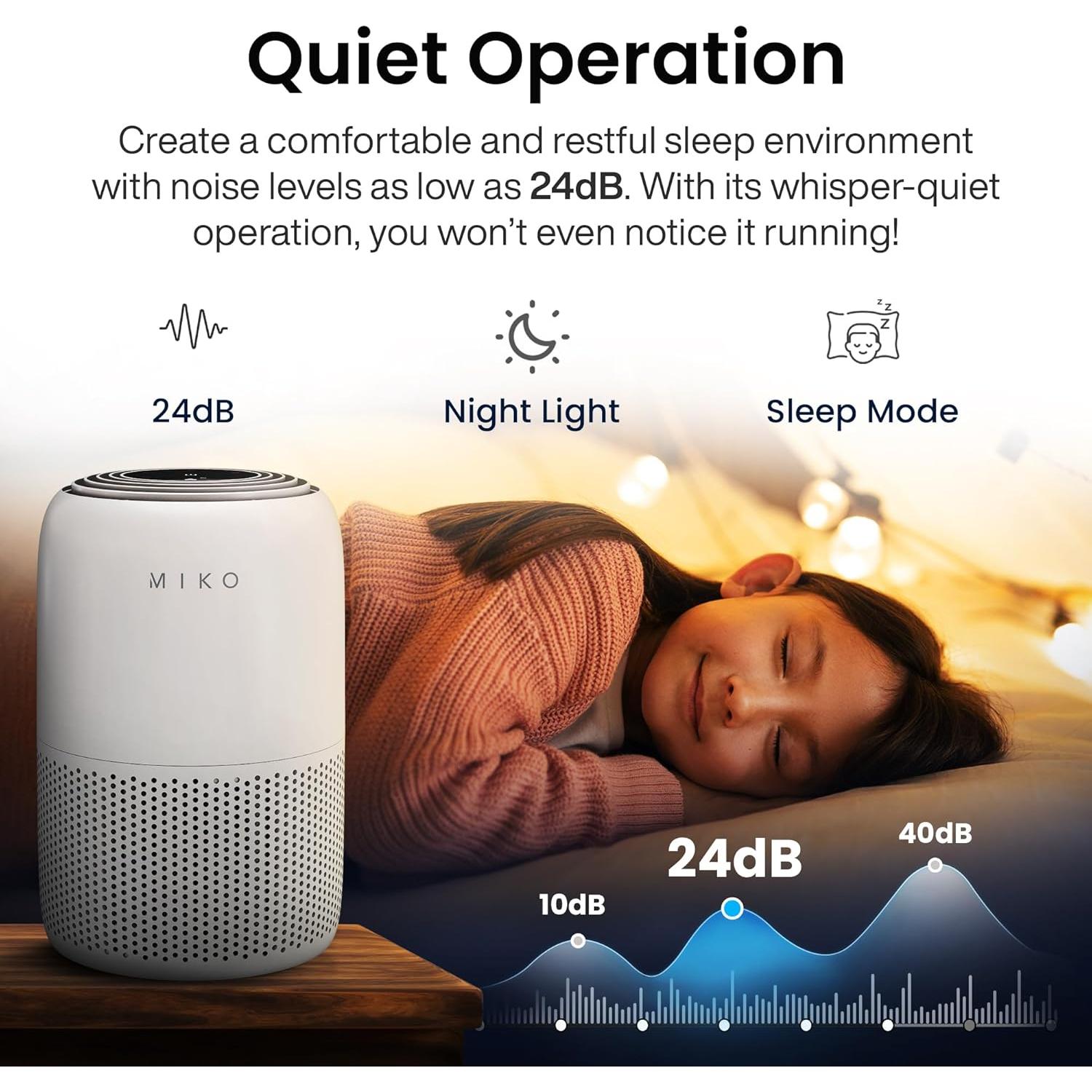 Purificador de Aire MIKO MA-04WBN con Filtro HEPA 3 en 1