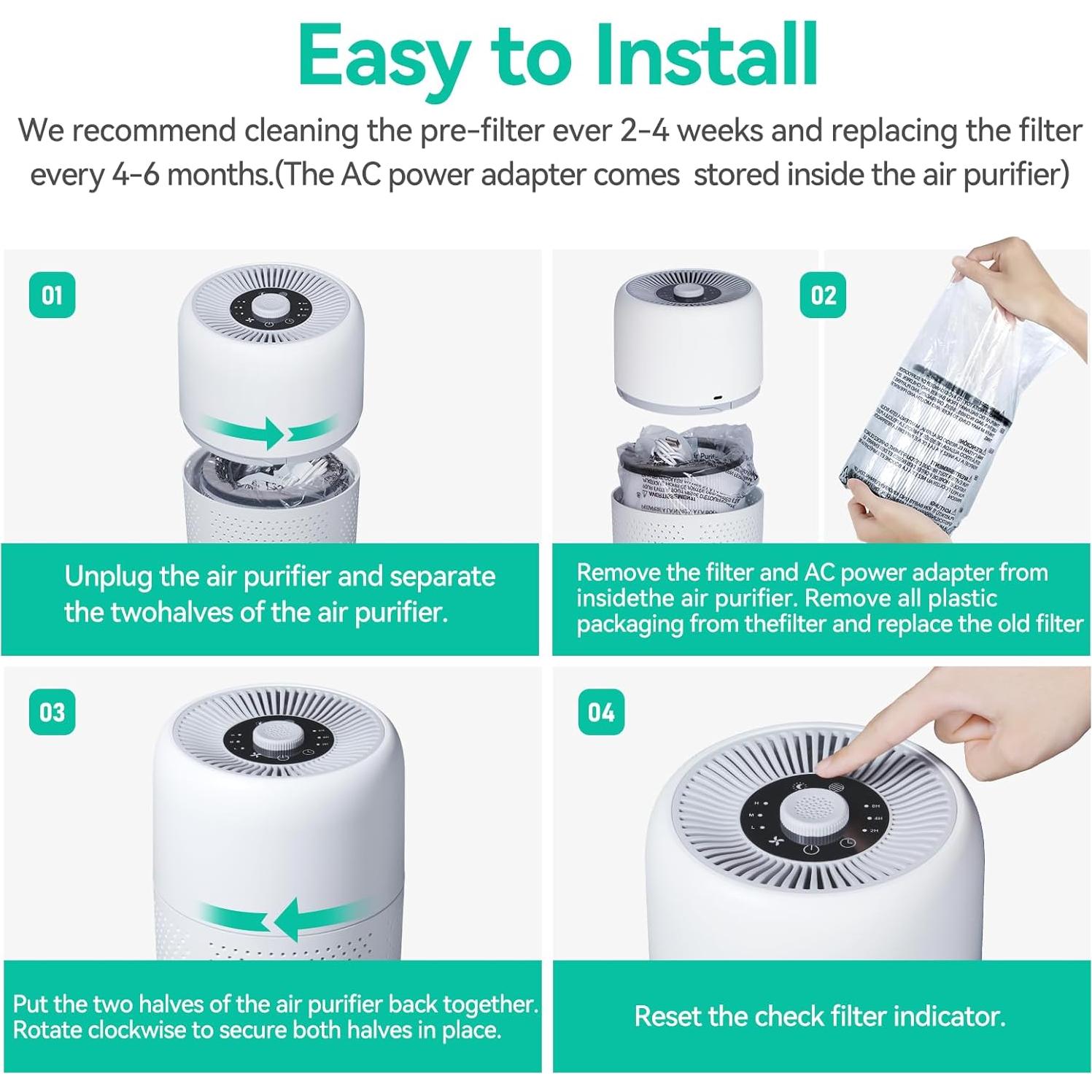 Purificadores de Aire YARIKI P60 - 2 Unidades, Blanco, HEPA H13