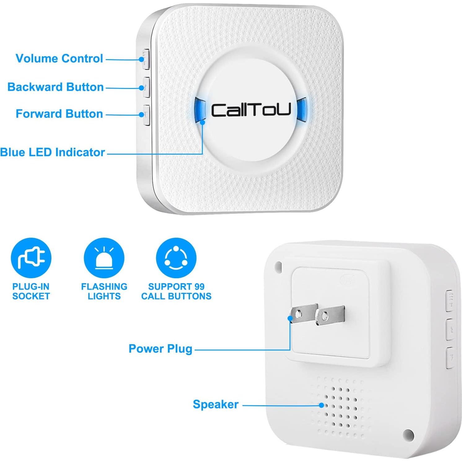 Sistema de Llamada Inalámbrico CallToU 2 Botones y 2 Receptores