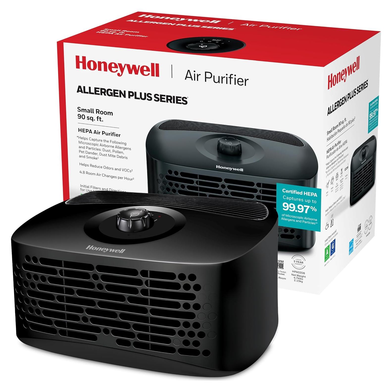 Purificador de Aire HEPA Honeywell HPA020, 41.81 m², Negro