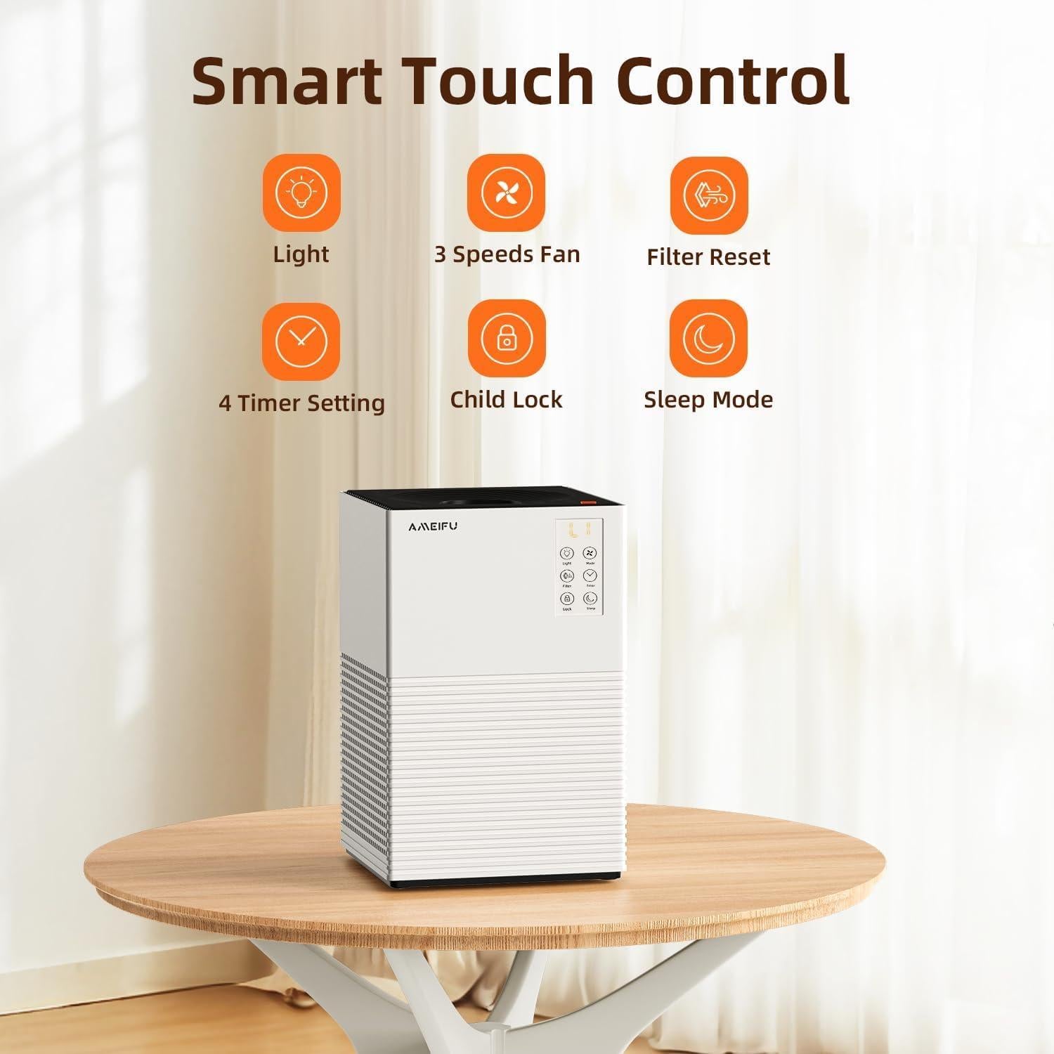 Purificador de Aire AMEIFU F2 para Habitaciones Grandes 111.5 m²