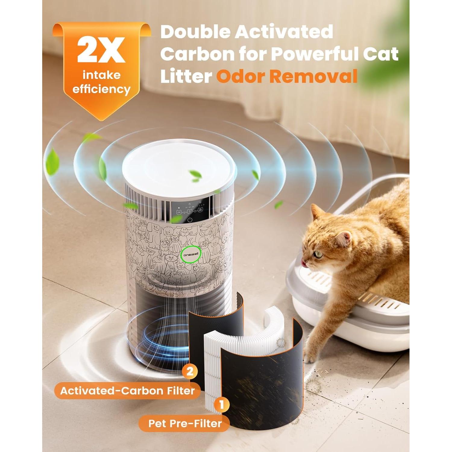 Purificador de Aire Oneisall PP01 para Mascotas HEPA 3 en 1