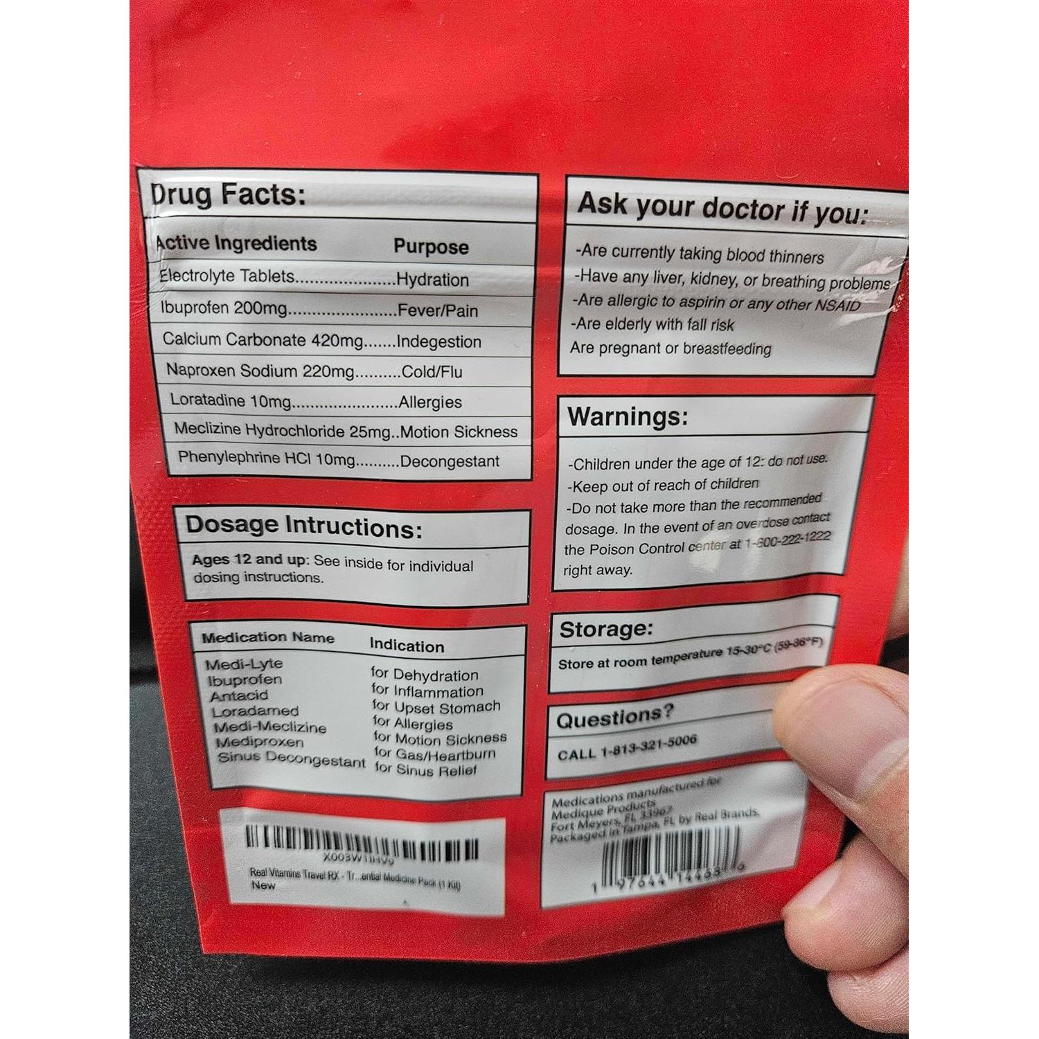 Kit de Medicina de Viaje Travel RX Real Vitamins - 21 Medicamentos