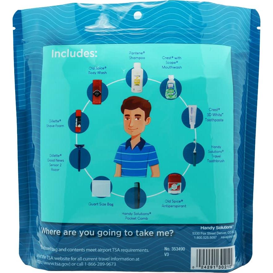 Kit de Viaje Reutilizable para Hombres 10 Piezas Handy Solutions