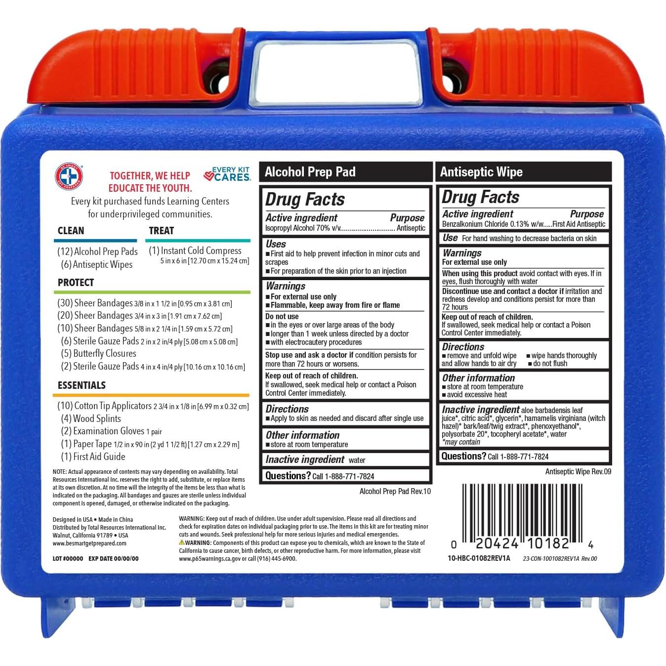 Kit de Primeros Auxilios Be Smart Get Prepared 110 Piezas