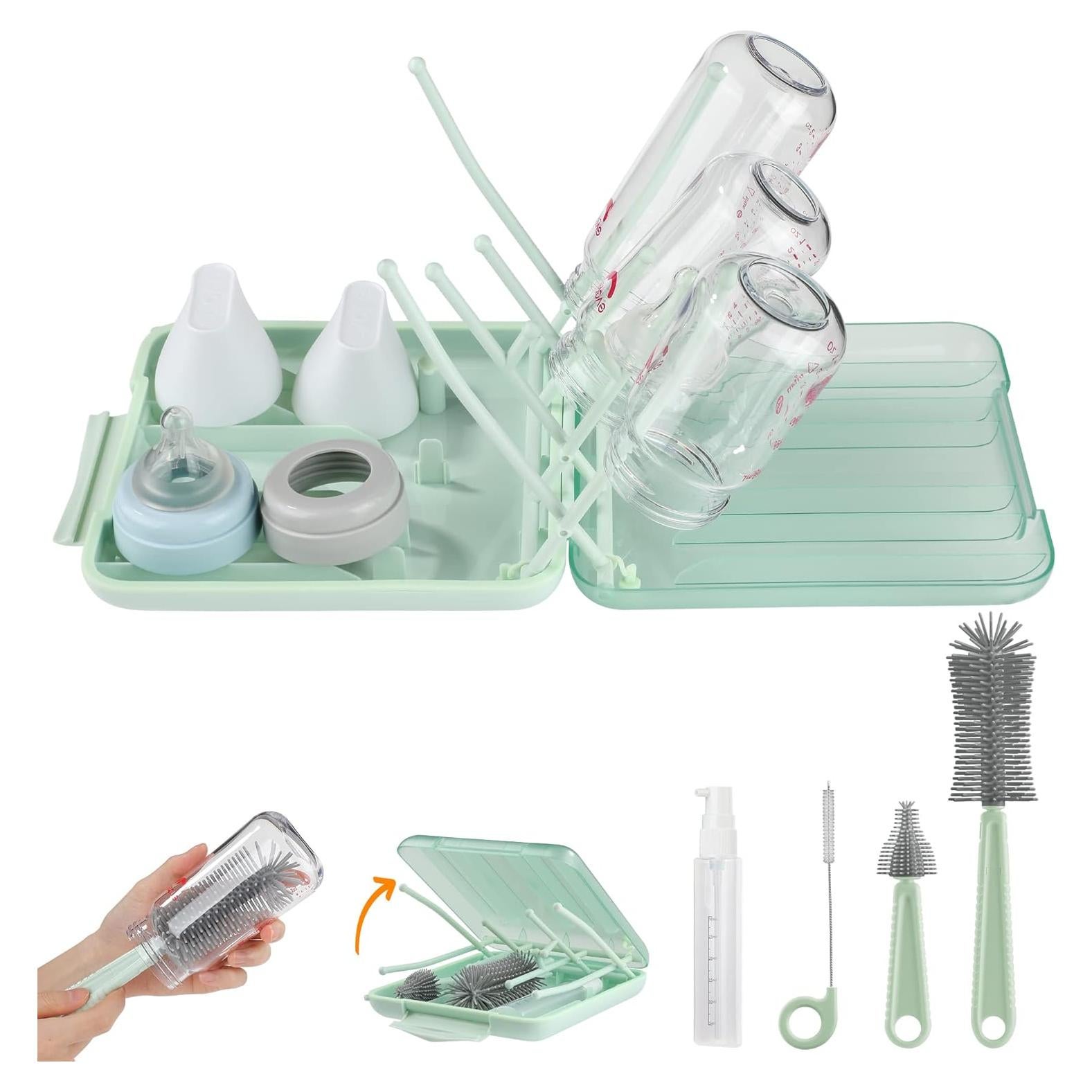 Juego de Cepillos para Botellas YomauiYee 6 en 1 Verde