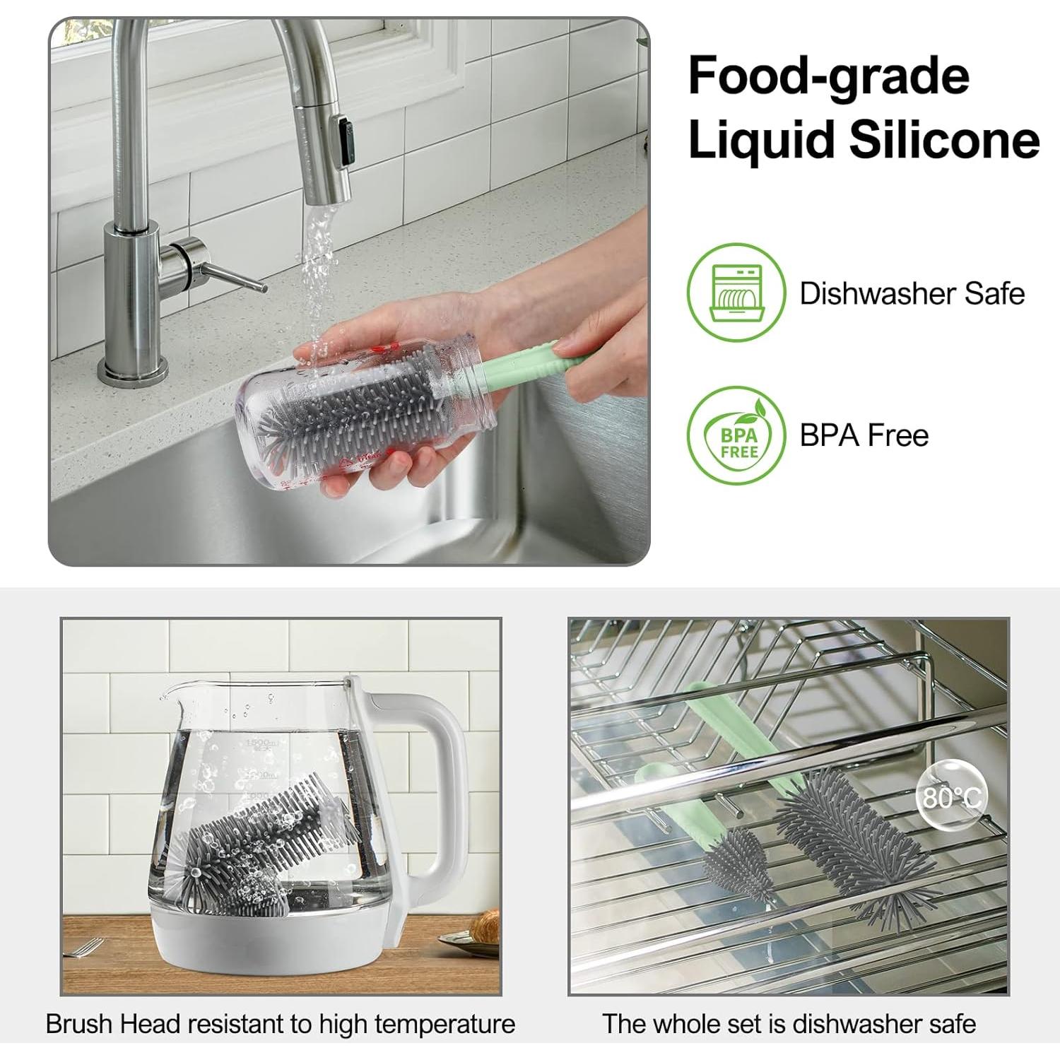 Juego de Cepillos para Botellas YomauiYee 6 en 1 Verde