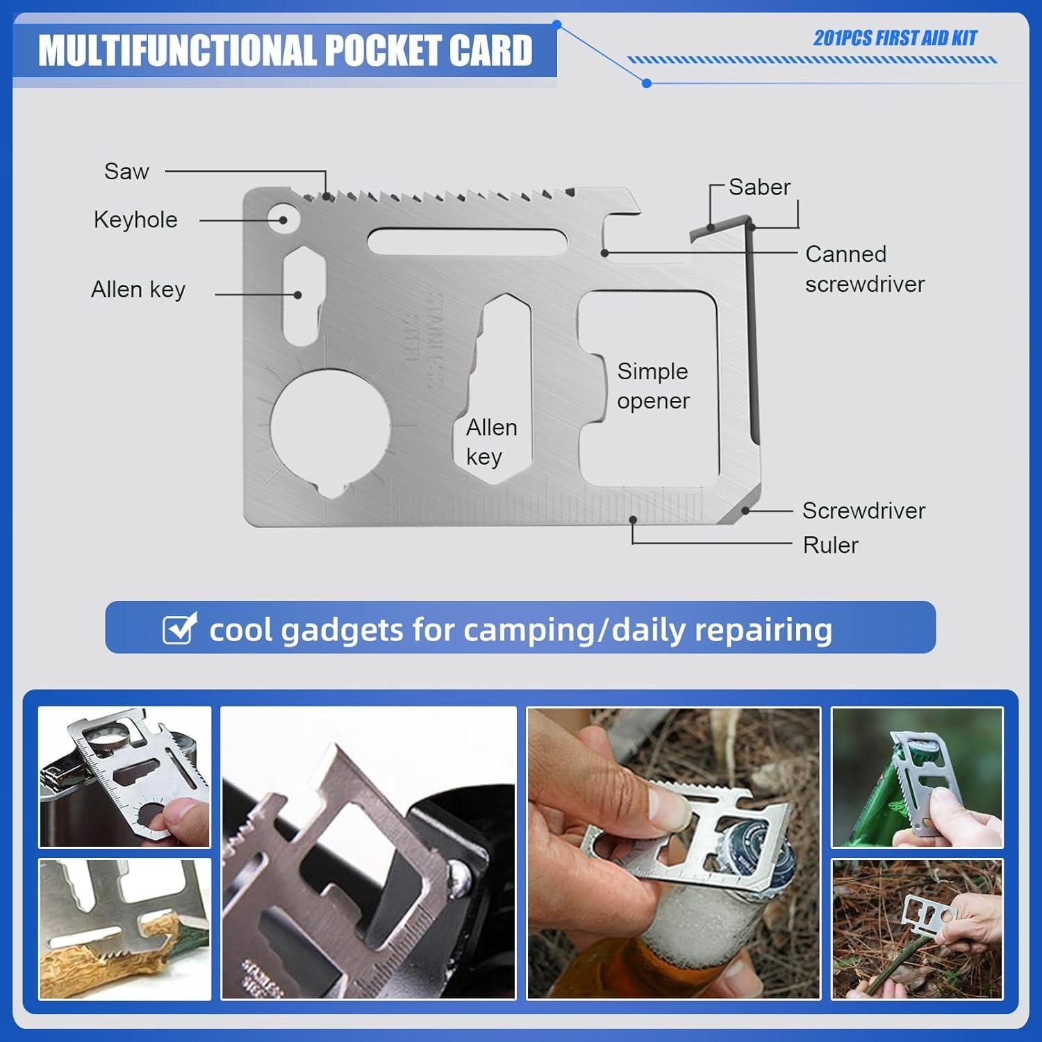 Kit de Primeros Auxilios Compacto KNVBIN 201 Suministros Impermeable