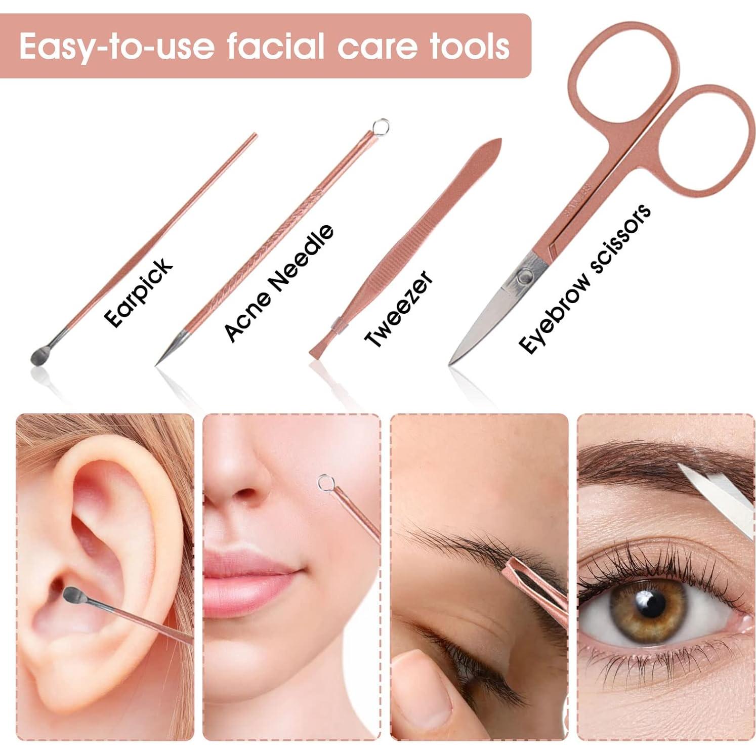 Set de Manicura 12 en 1 BOTEFEI Acero Inoxidable con Bolsa Rosa