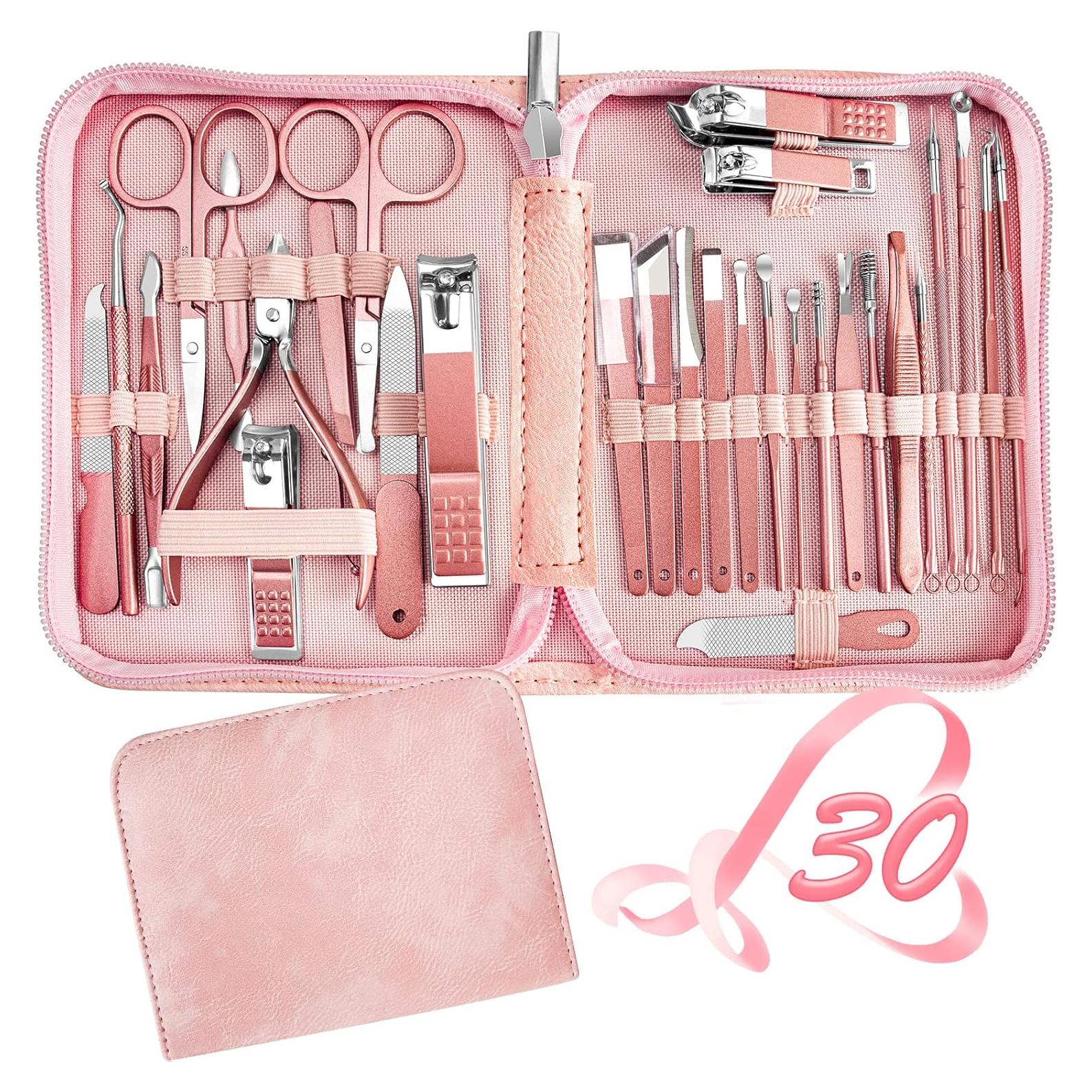Juego de Manicura 30 en 1 RedFlow con Estuche Rosa