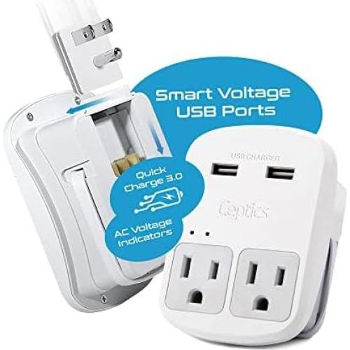 Kit Adaptador de Viaje Ceptics 5 en 1 con Carga Rápida 3.6A