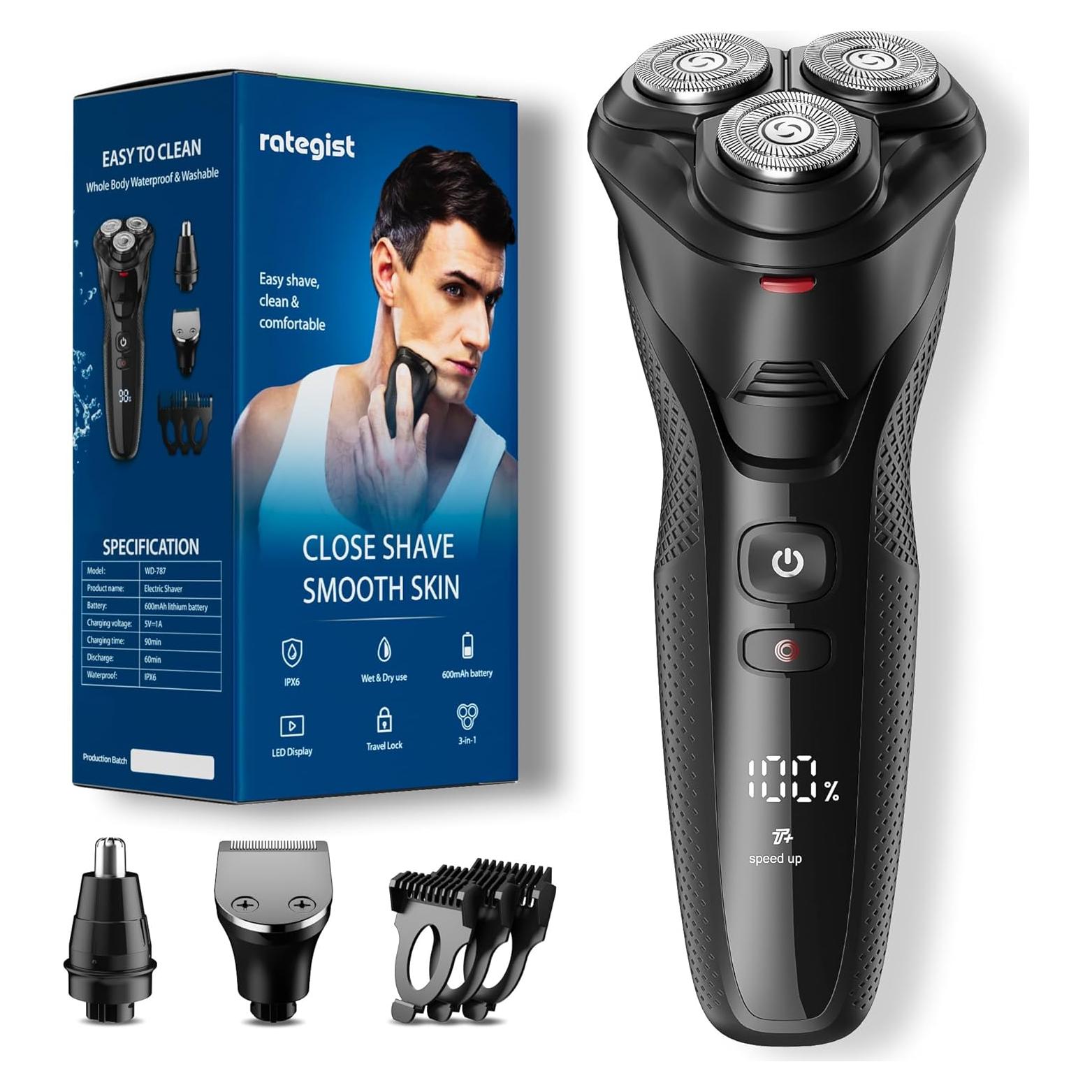 Afeitadora Eléctrica Inalámbrica Rategist 3 en 1 Impermeable