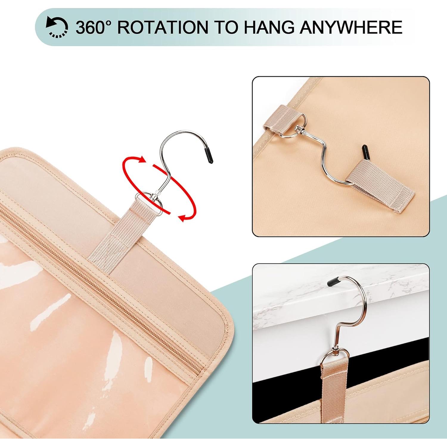 Travel Hanging Toiletry Bag for Women, Cruise Ship Essentials, with Jewelry Organizer, Extra Large Makeup Dopp Kit, Waterproof Cosmetic Bags, Toiletries Kit Set with Trolley Belt, Blue