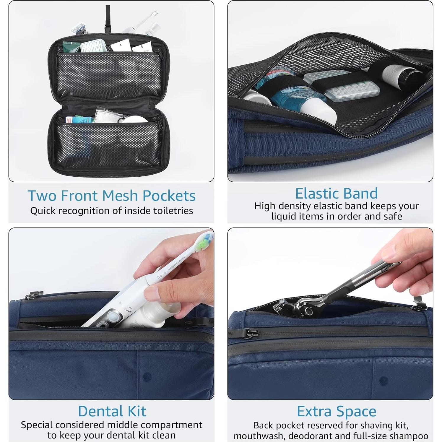 Bolsa de Aseo Compacta para Hombres Purevave Azul 25.5x9x13cm