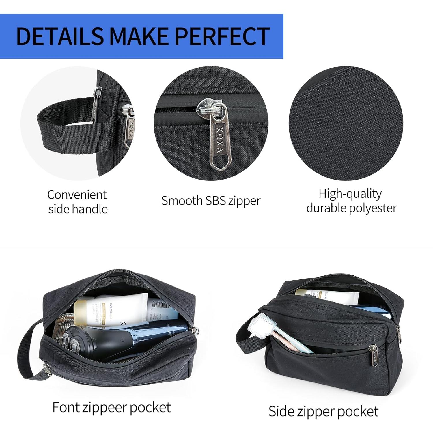 Bolsa de Aseo XQXA Negra para Viaje Unisex 20.3x13.7 cm