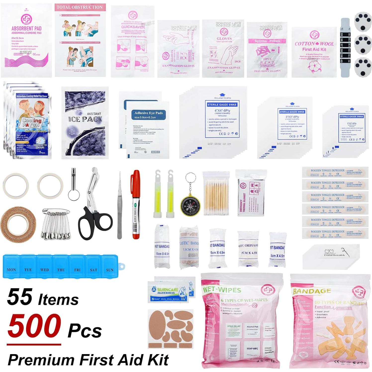 Kit de Primeros Auxilios GEVOKE 500 Piezas para Emergencias