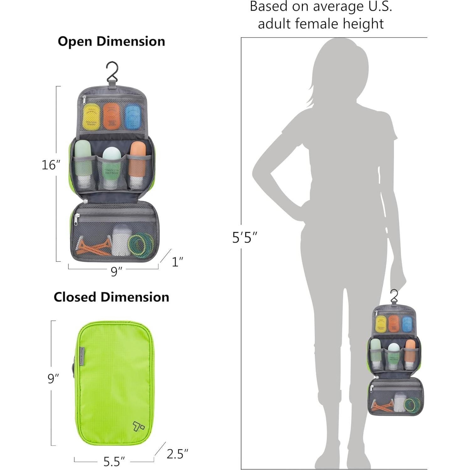 Kit de Aseo Colgante Compacto Travelon - Carbón, 40.64x22.86 cm