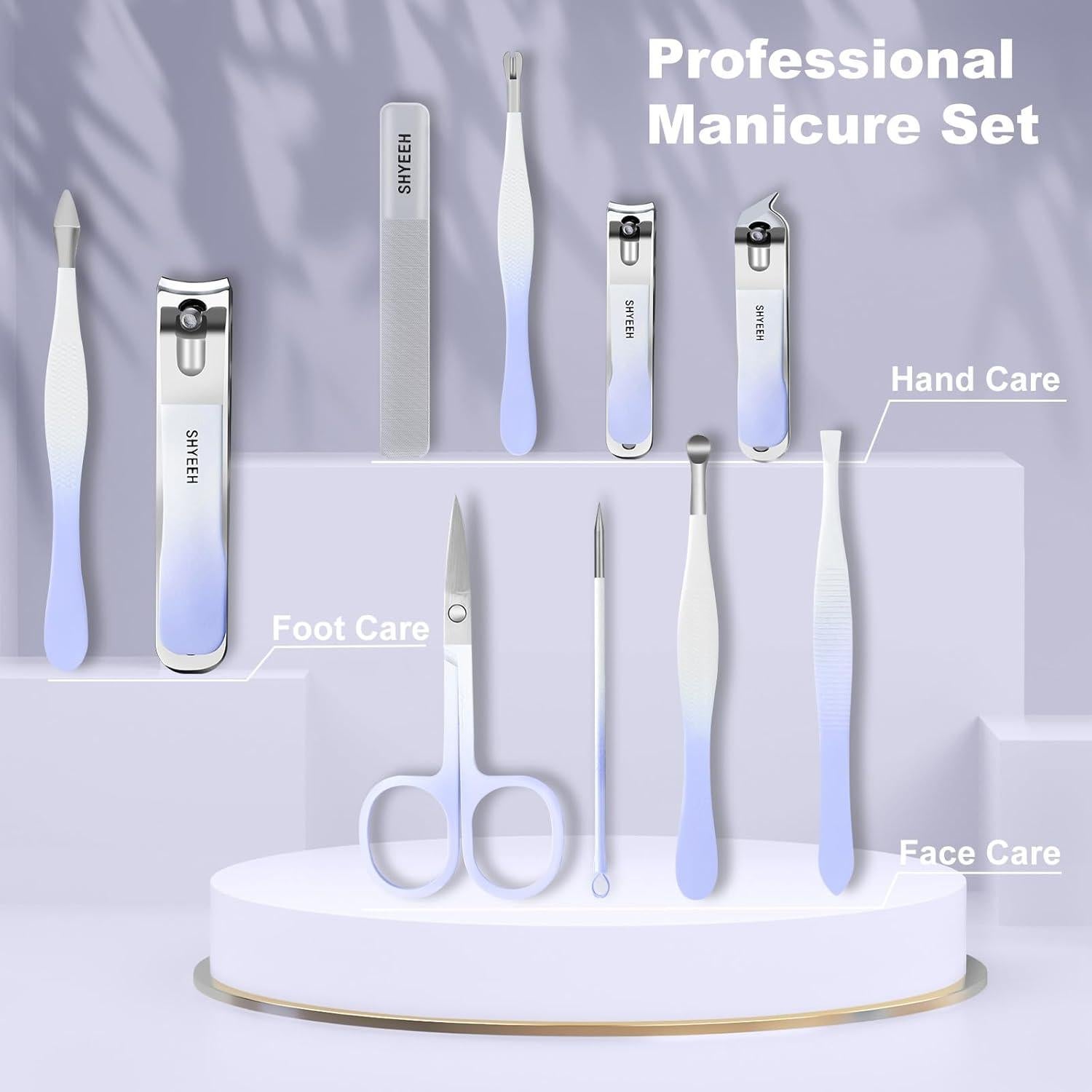 Kit de Manicura y Pedicura SYHEEH 10 Piezas Acero Carbono