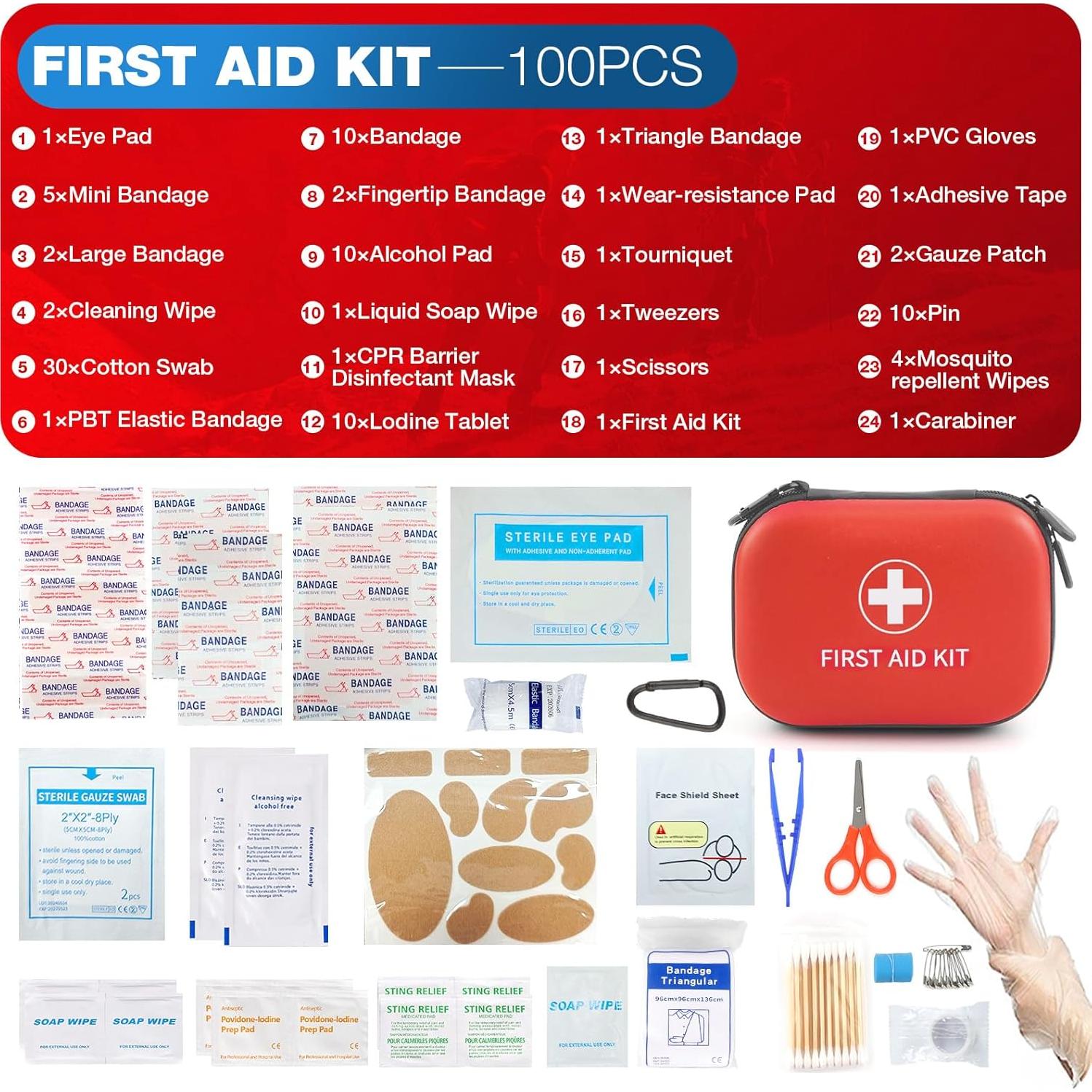 Kit de Primeros Auxilios 100 Piezas Daisiki Compacto y Portátil